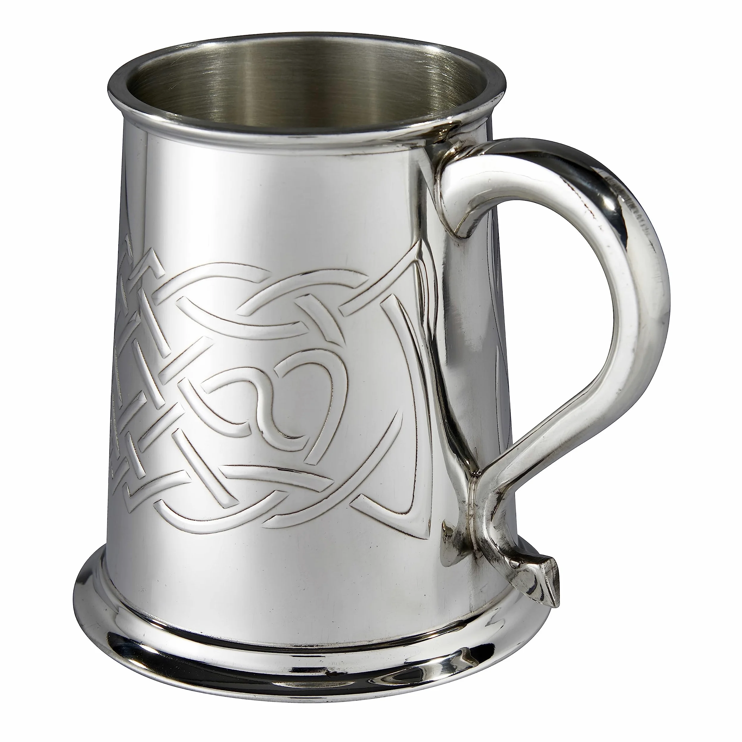 Wentworth Pewter Chope en étain à nœud celtique d'Islay en relief, chope à bière, anniversaire, fête des pères, cadeau de mariage