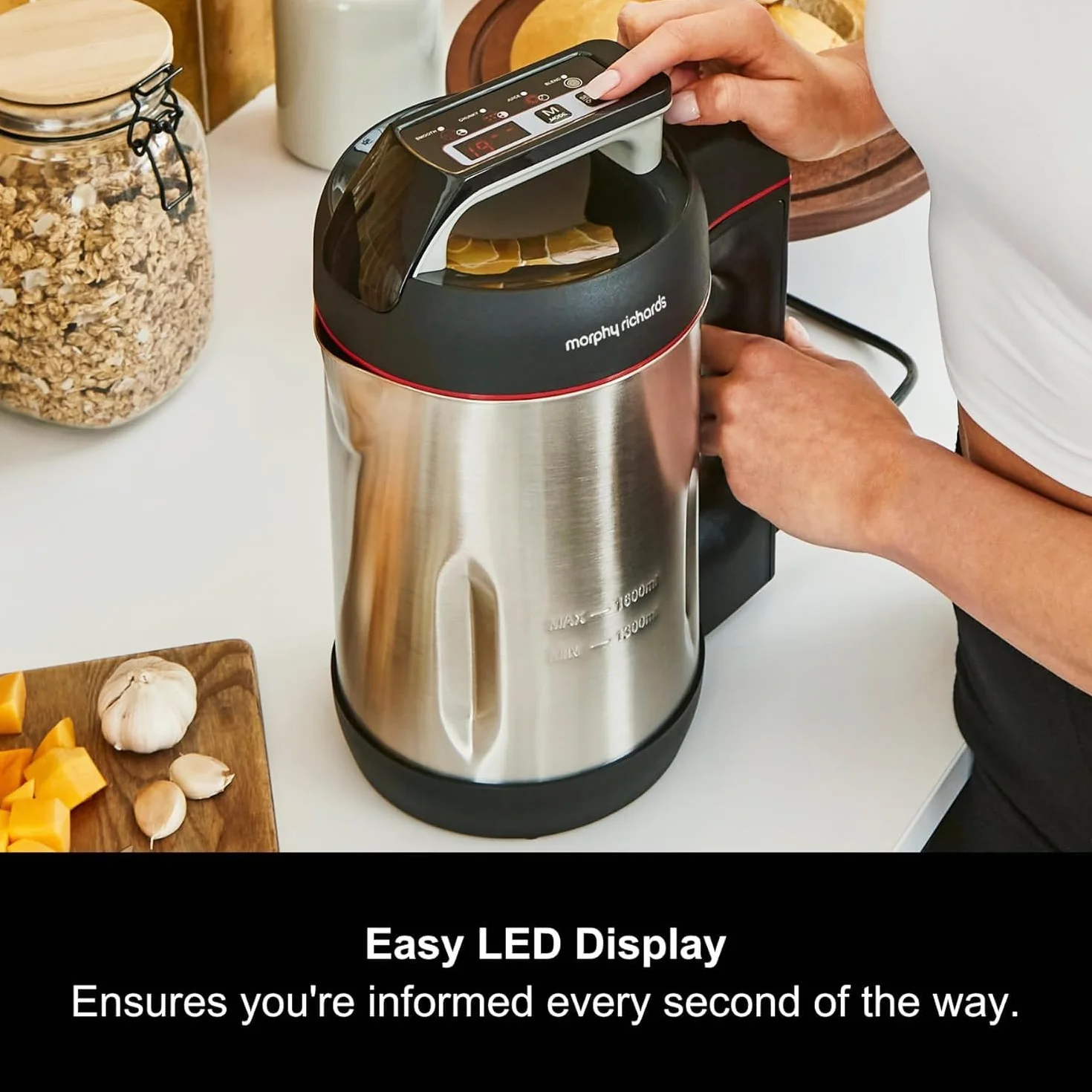 Morphy Richards Saute and Soup Maker 501014 Machine à soupe en acier inoxydable brossé