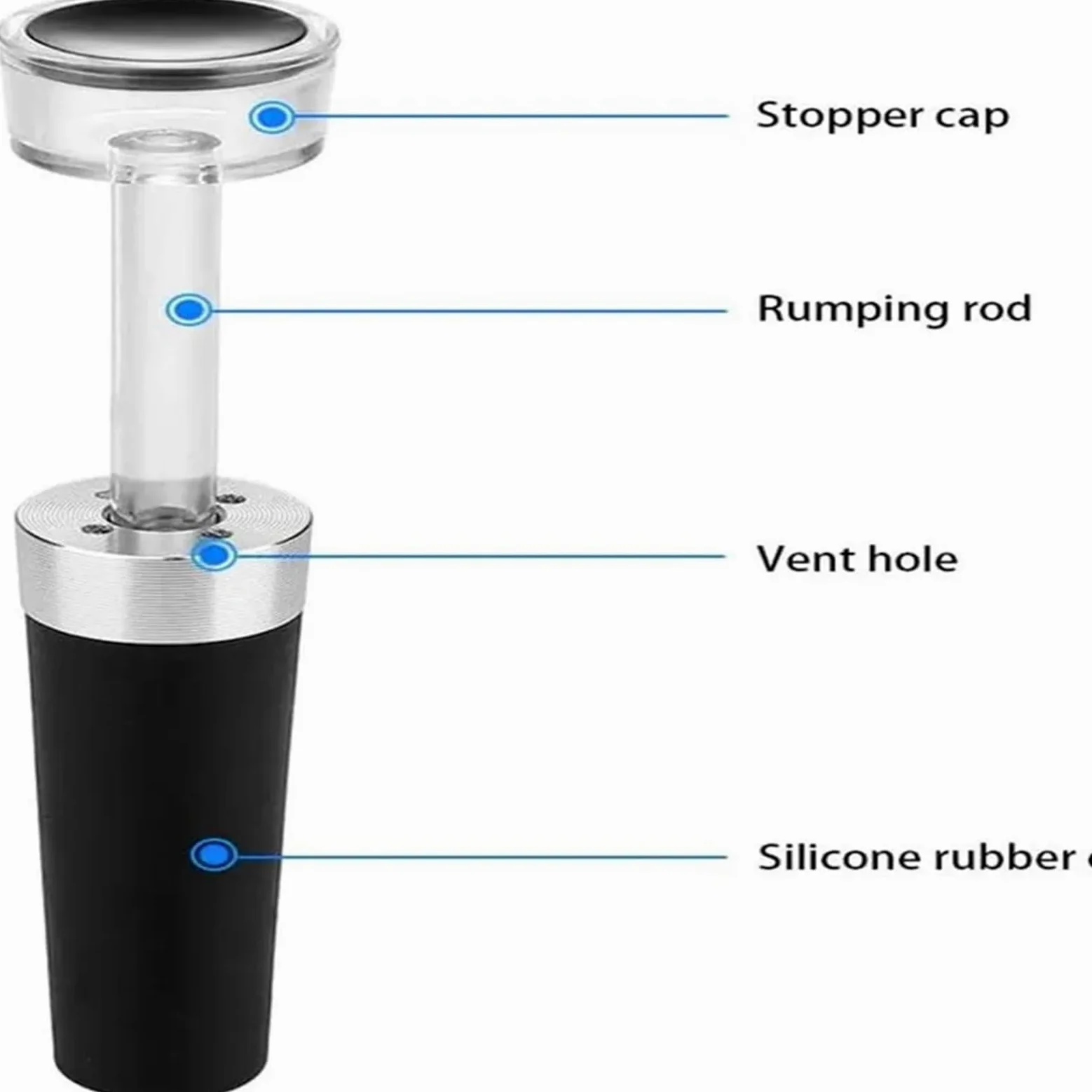 Bouchons à vin 20 pièces bouchons de bouteille en Silicone avec pompe d'économie sous vide intégrée bouchon sécurité alimentaire for garder le Champagne frais