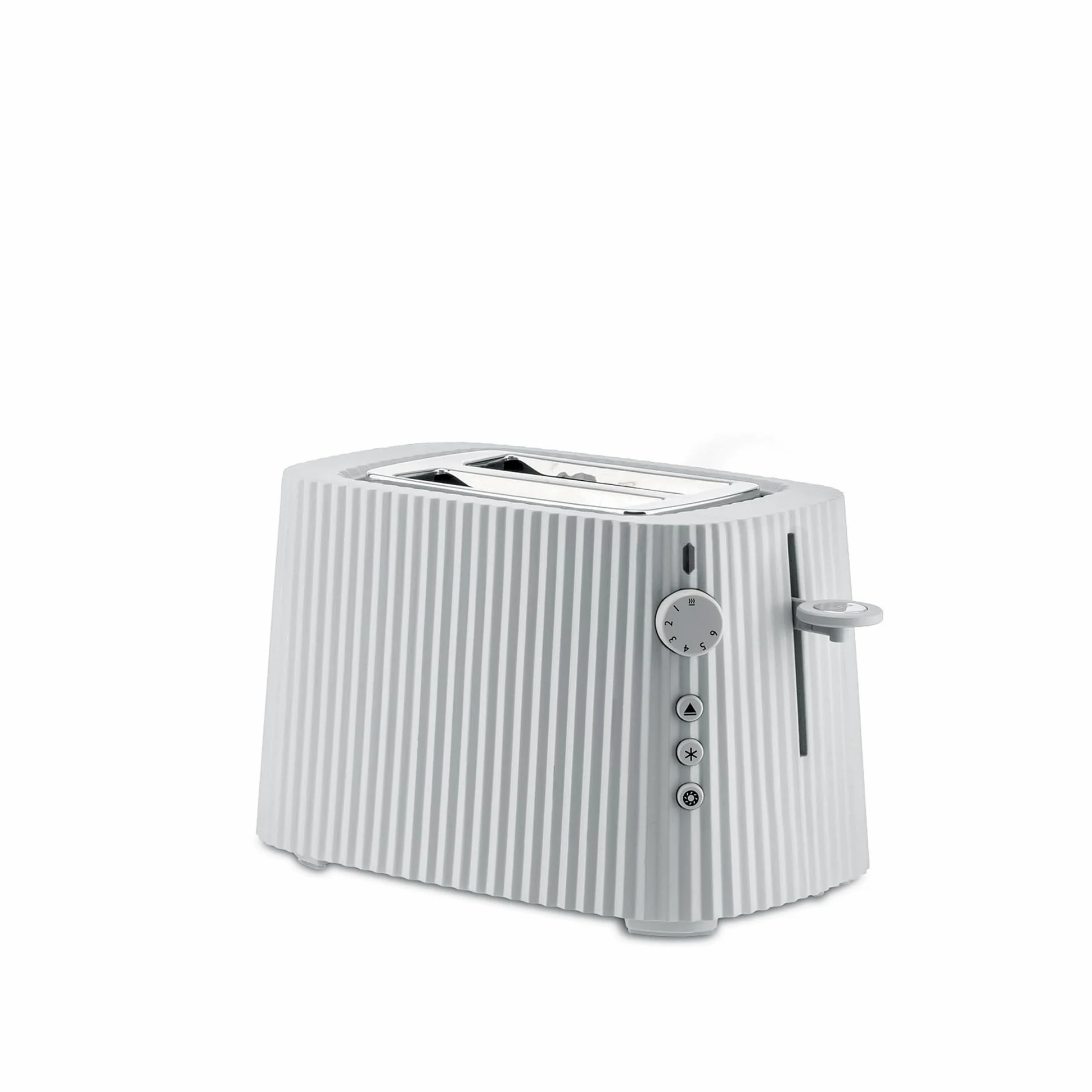 Alessi Plissé MDL08 W - Grille-Pain Design, Six Niveaux de Dorure, en Résine Thermoplastique, Fiche Européenne 850 W, Blanc