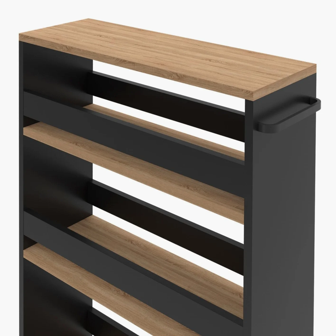 IDMarket - Desserte de cuisine gain de place HAGA chariot de rangement à étages noir et façon hêtre