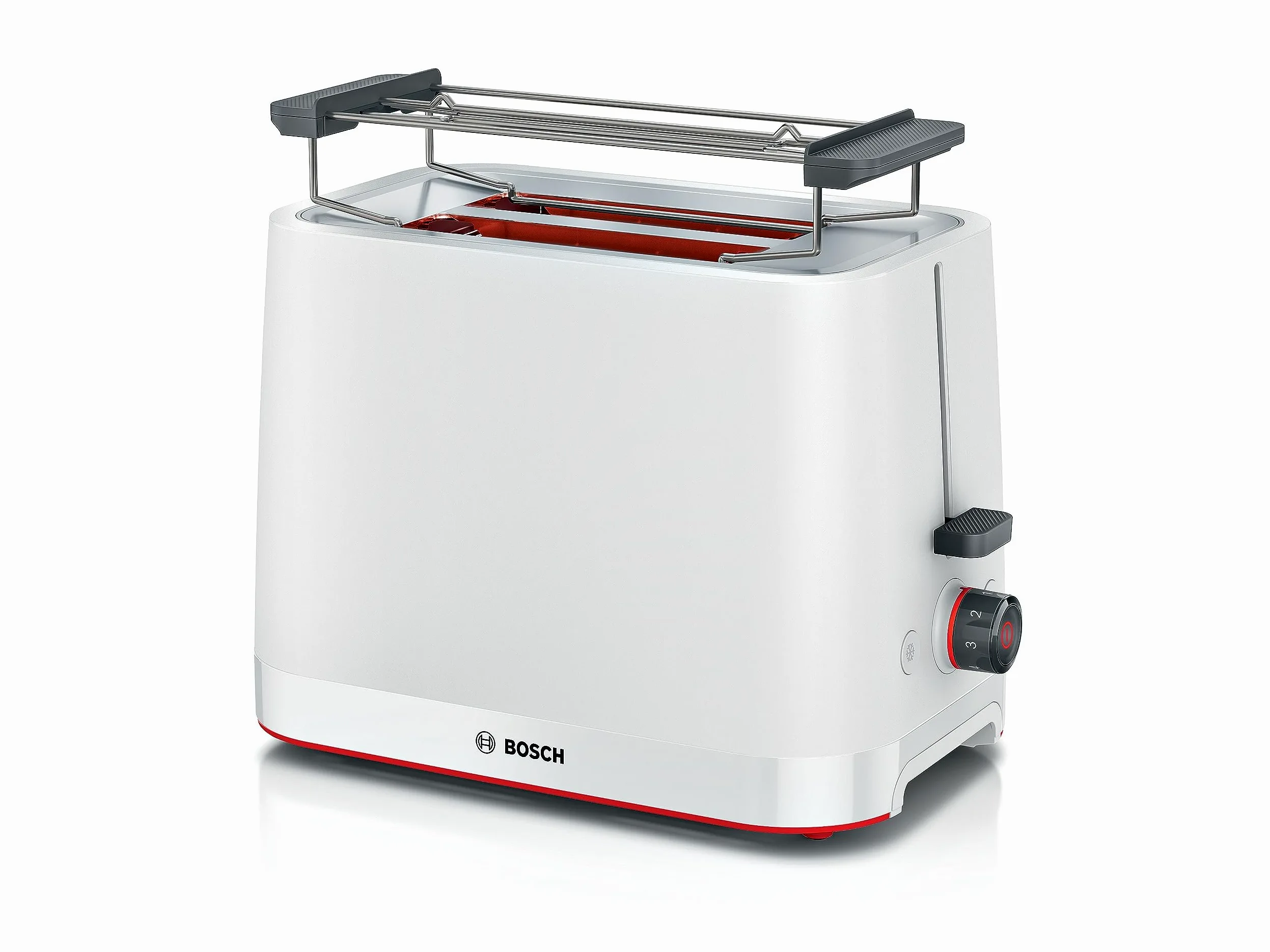 Bosch MyMoment TAT3M121 - Toaster Grille Pain compact - Arrêt automatique - 950 W - Fonction décongélation et réchauffage - Chauffe-viennoiserie amovible - Couleur : Blanc