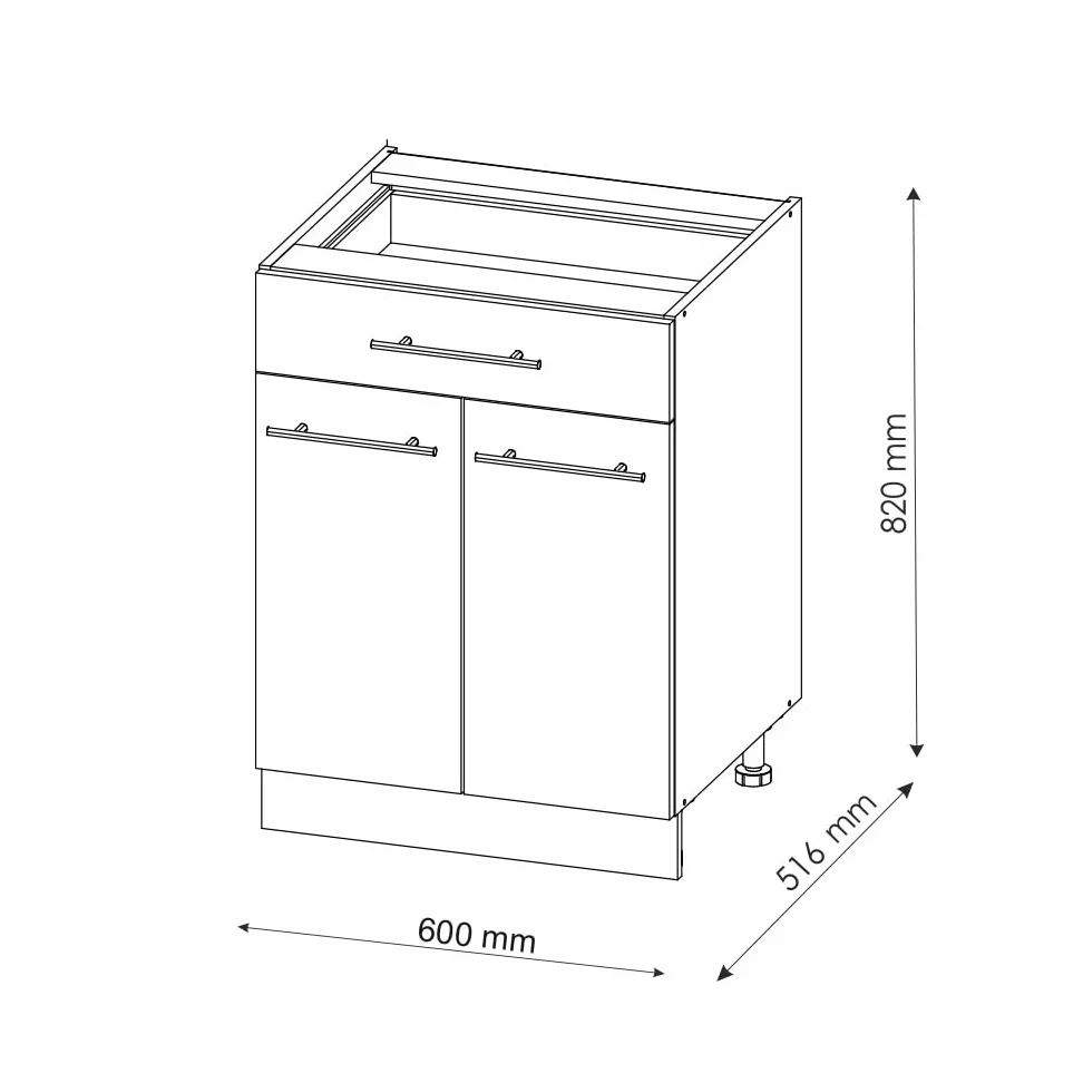 Vicco Meuble Cuisine Fame-Line, Rouge Bordeaux Haute Brillance, 60cm avec tiroir, sans PT, à Combiner avec d'autres modules de la série Fame-Line