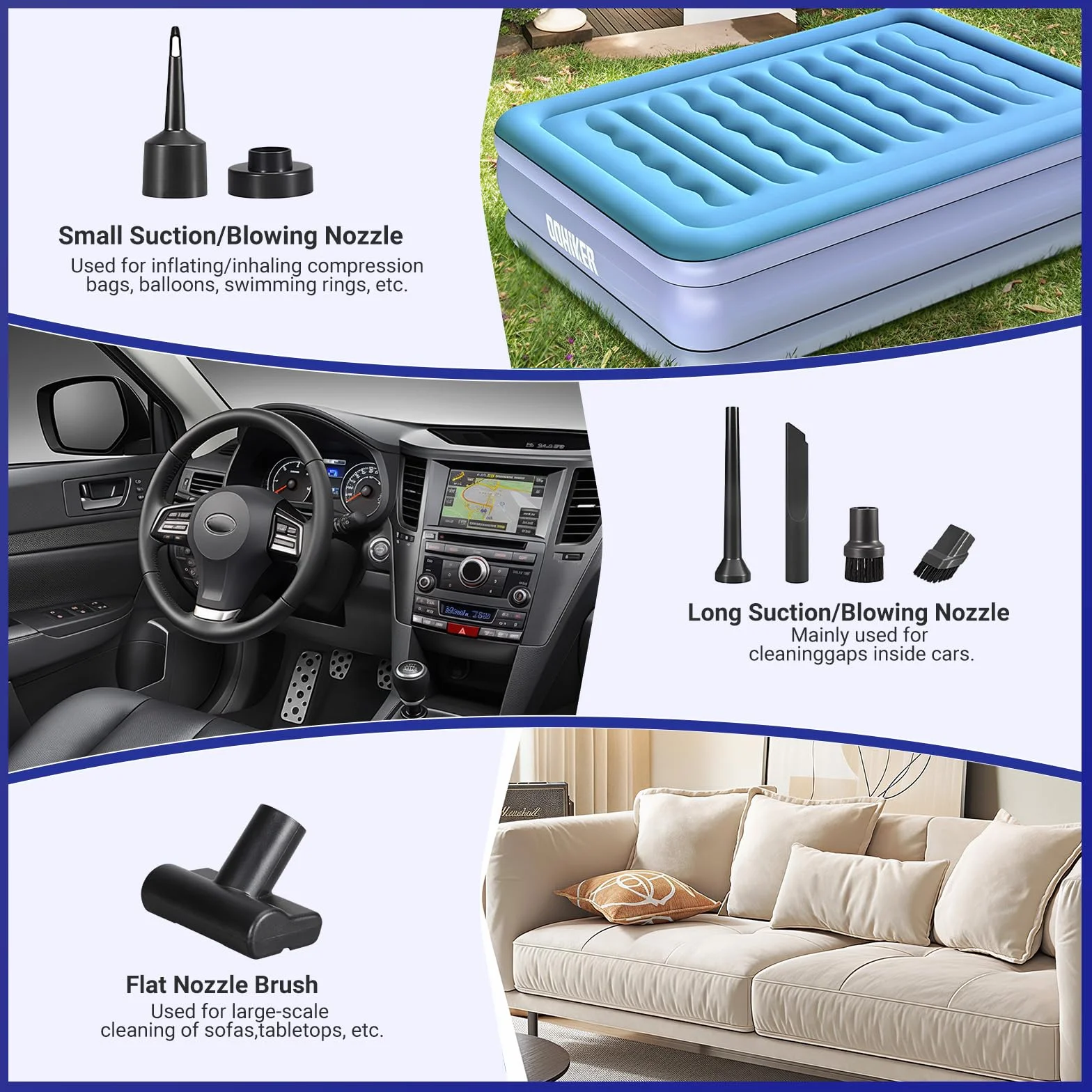 Aspirateur Voiture Table Voiture Puissant, Aspirateur a Main sans Fil, Mini Aspirateur à Main, 4 en 1 26000 PA, Convient pour Le Nettoyage de la Voiture et de la Maison, Noir