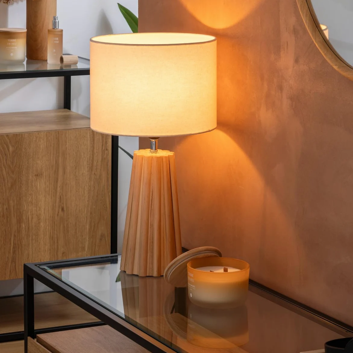 Atmosphera - Lampe à poser adon beige h53cm