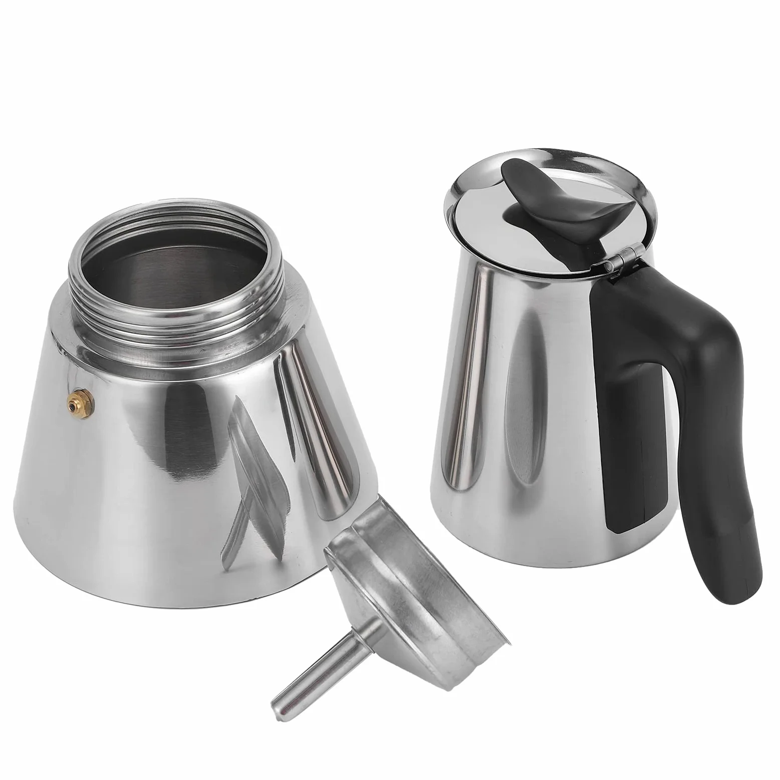 Cafetière à percolateur électrique, 480W 300ML Machine à café en acier inoxydable à arrêt automatique Percolateur à café détachable avec boîte à poudre de café à petit trou, poignée isolante