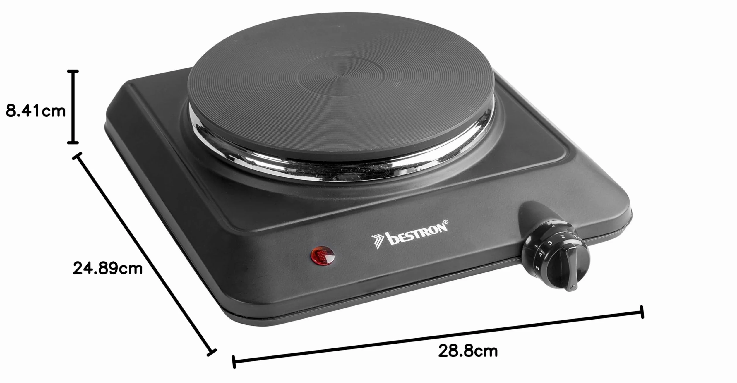 Bestron Plaque de Cuisson Compacte en Fonte, Kitchen Heroes, Ø 18 cm, 1500 Watts, Noir