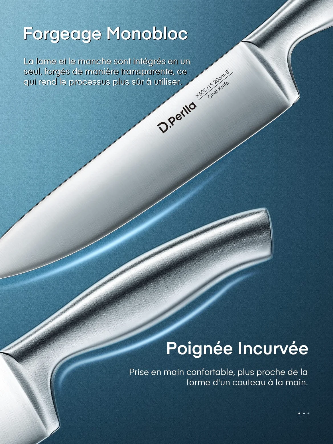 D.Perlla 14 Pièces Set de Couteaux de Cuisine, pour Chef Professionnel, Forgé à Partir D'acier Inoxydable à Haute Teneur en Carbone, Porte Couteau en Acrylique