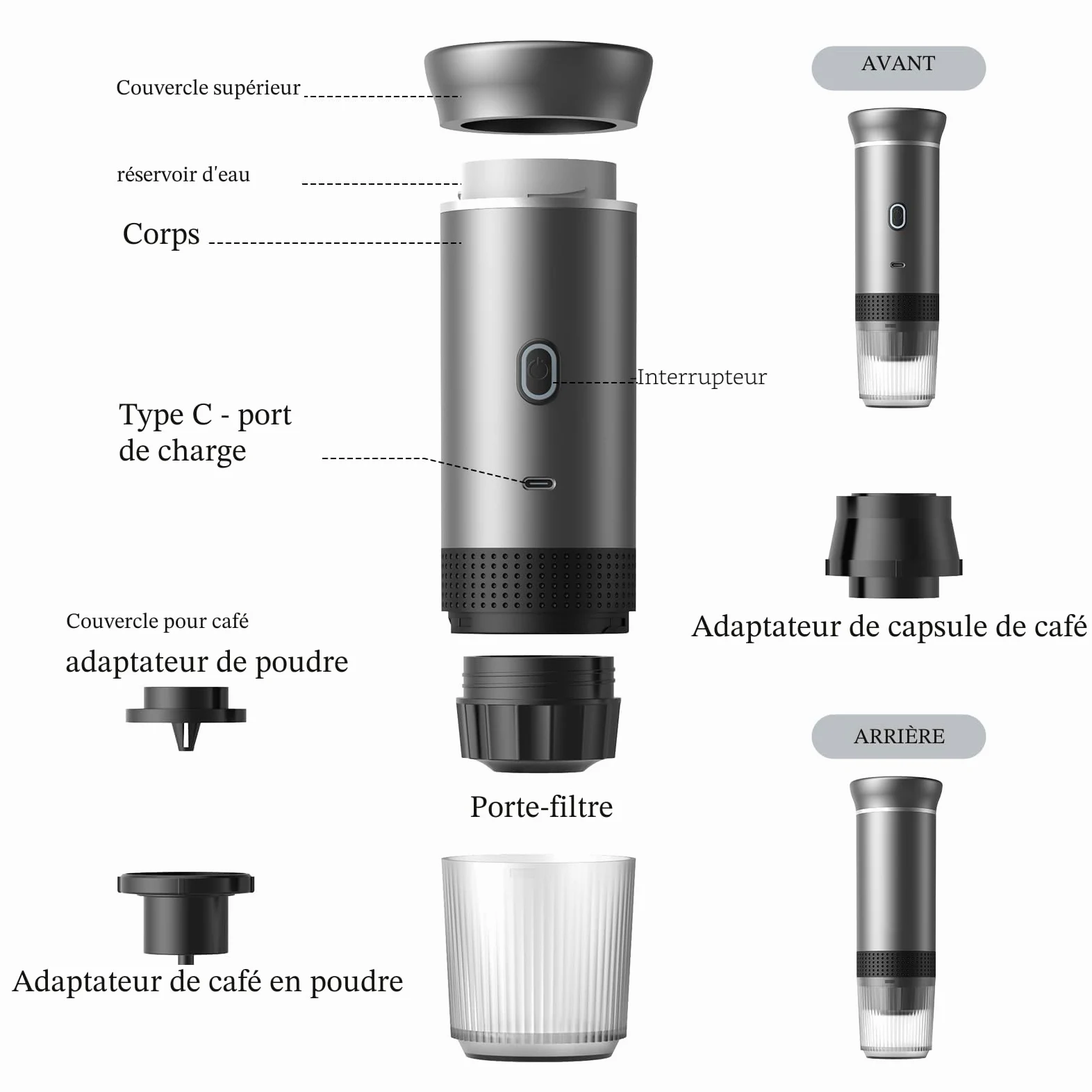 Vunzo Machine à expresso électrique, portable, auto-chauffante, avec USB-C, à capsule, mini machine à café de voyage, machine à café de camping