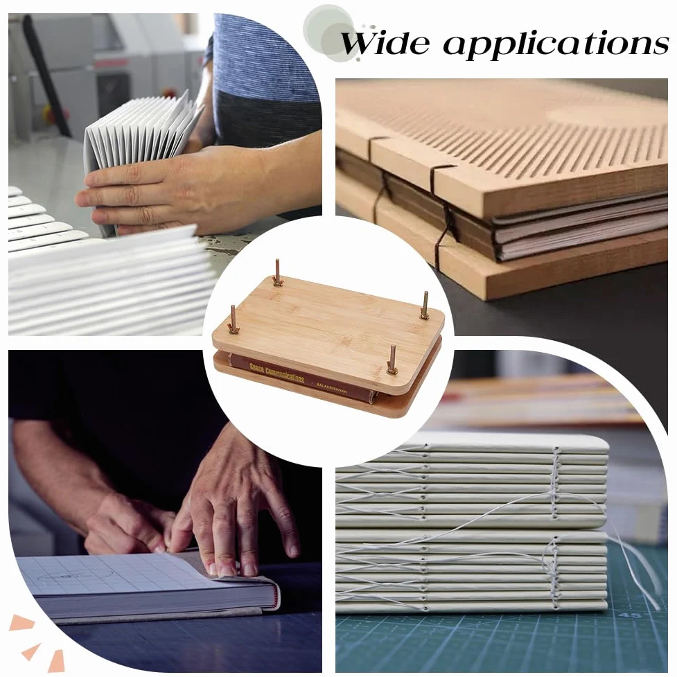 OLYCRAFT 3Pcs Kit d’outils de presse livre en bois 295x200mm reliure outil de poinçonnage Signature Guide Awl 304x32mm avec vis aiguille d’acier pour fournitures de reliure en papier