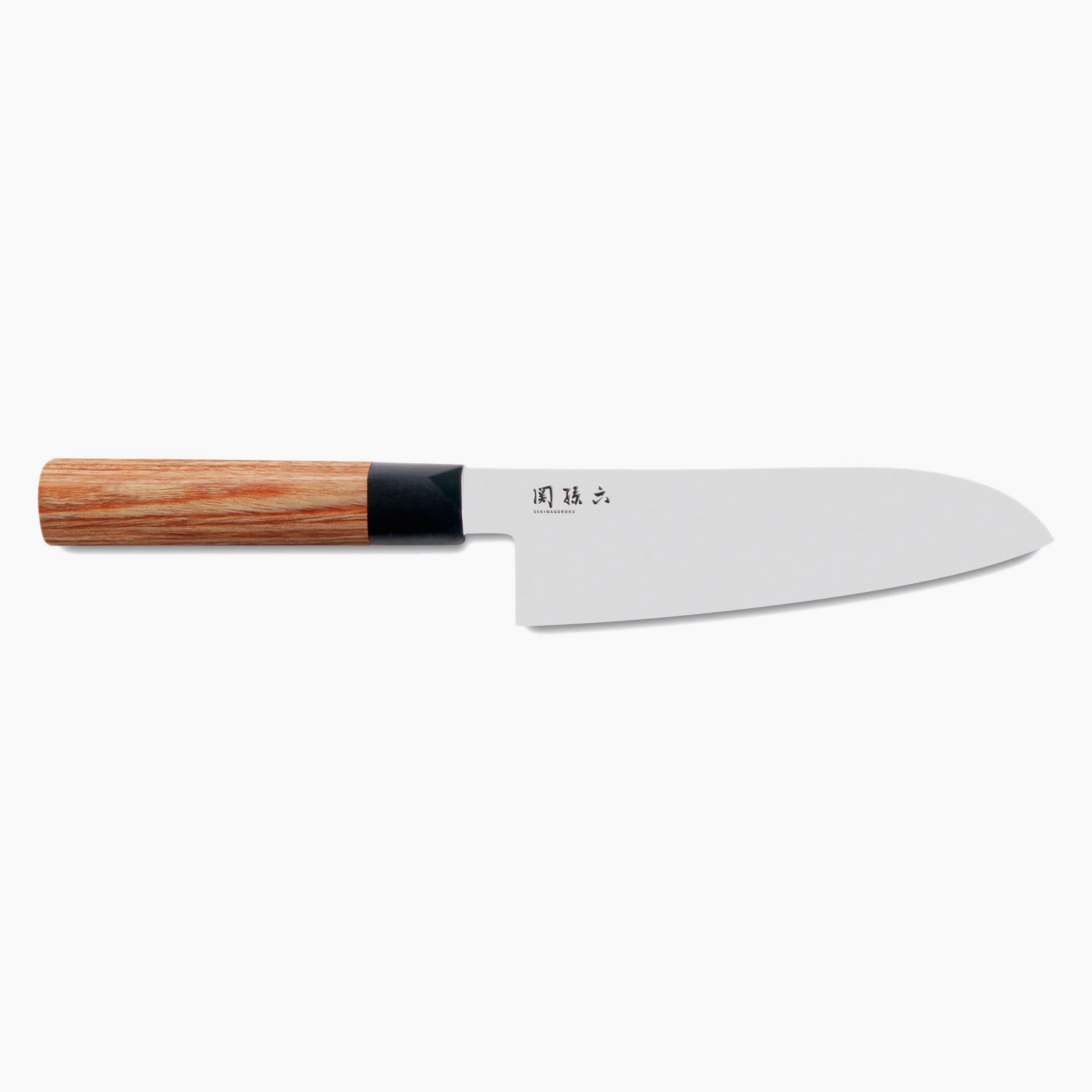KAI Seki Magoroku Couteau Santoku en bois de séquoia 17,0 cm - acier inoxydable au carbone 1K6 avec 57 (±1) HRC - lame polie brillante - bois de pakka de séquoia - fabriqué à la main au Japon
