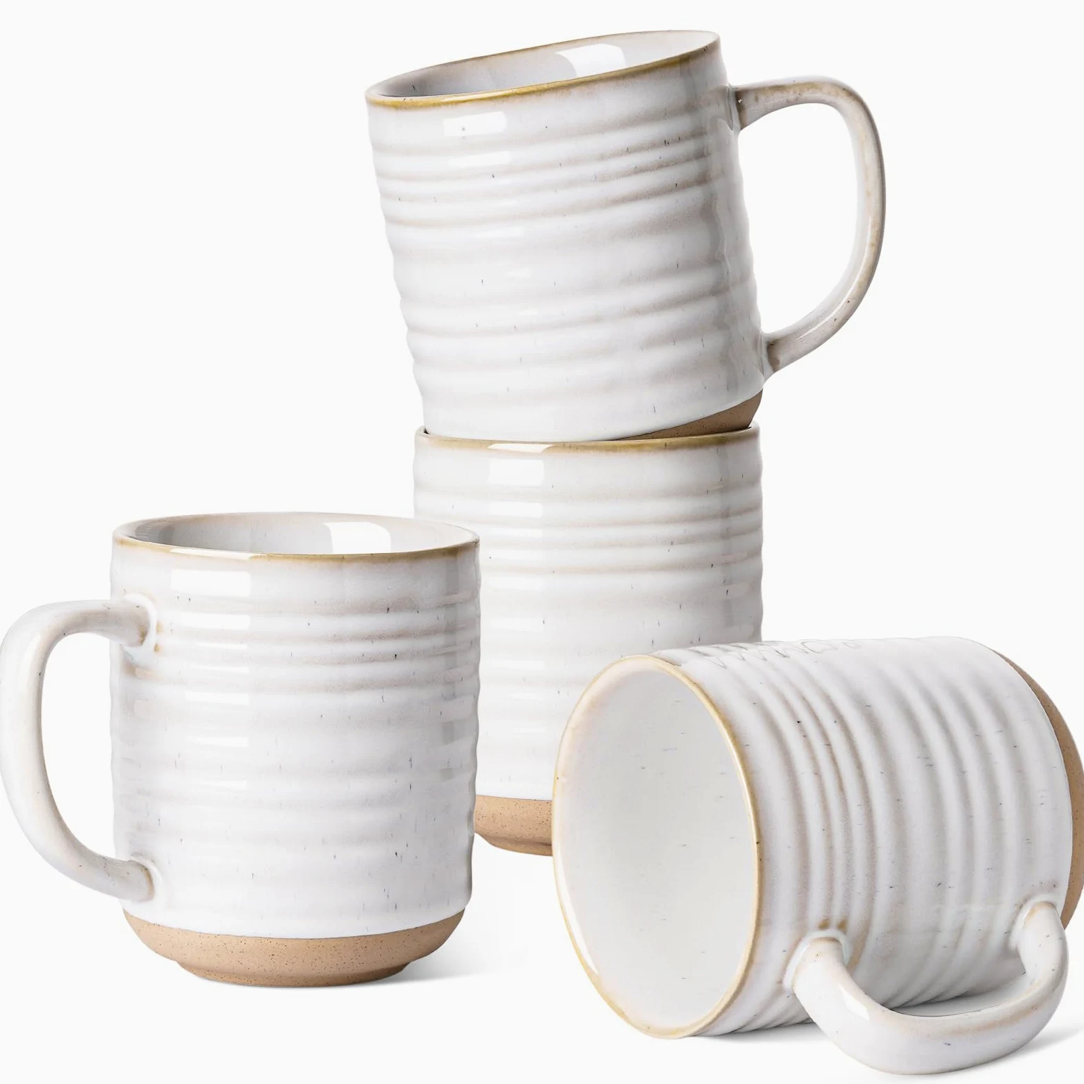 LE TAUCI Lot de 4 tasses à café en céramique de 532 ml pour latte, thé chaud, cappuccino, moka, cacao, lave-vaisselle, pour pendaison de crémaillère, mariage - Blanc arctique