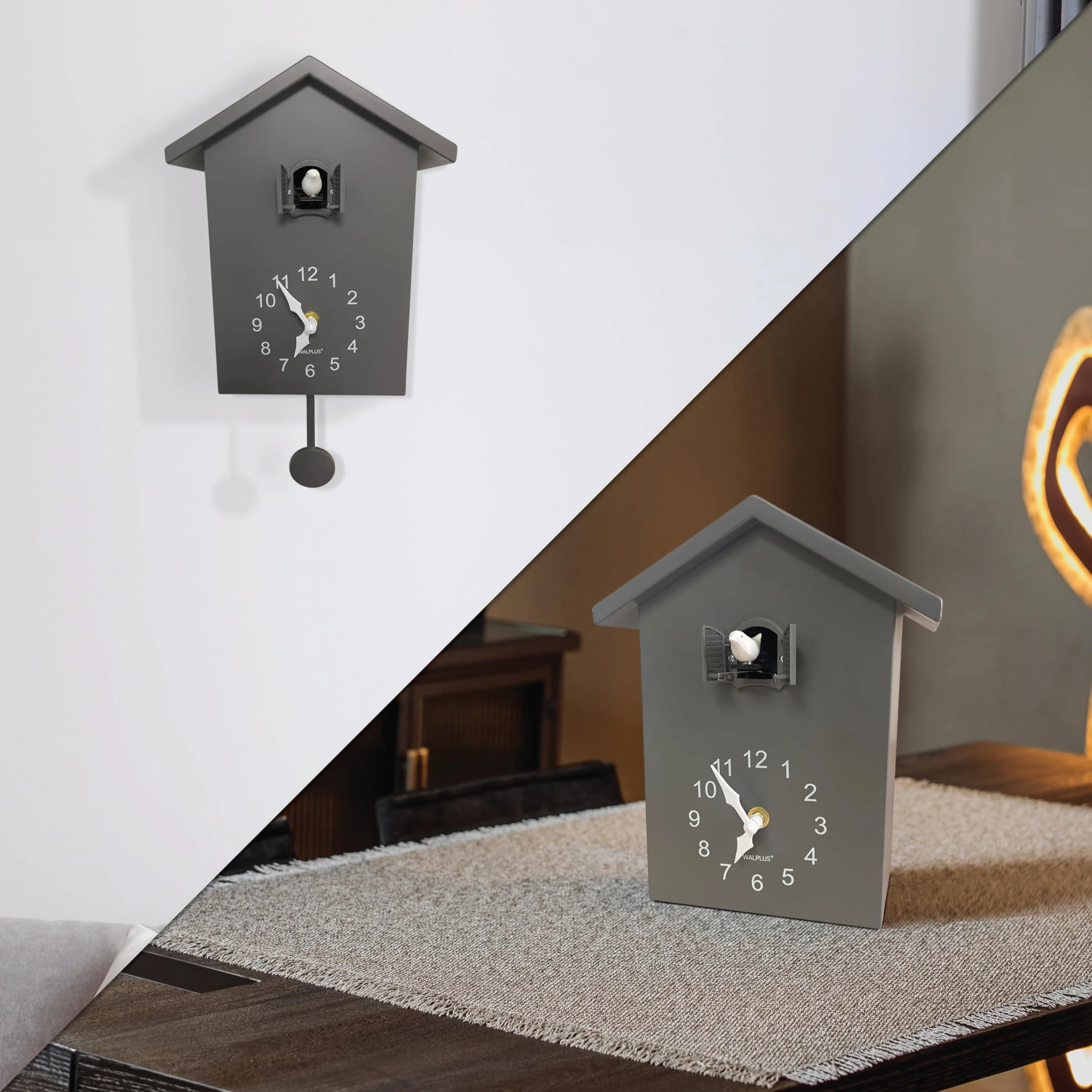 WALPLUS Horloge Coucou Foret Noire Carillon Horaire Horloge Coucou en Bois Volume Réglable Mouvement à Quartz Pendules à Coucou pour la Maison Bureau Décoration