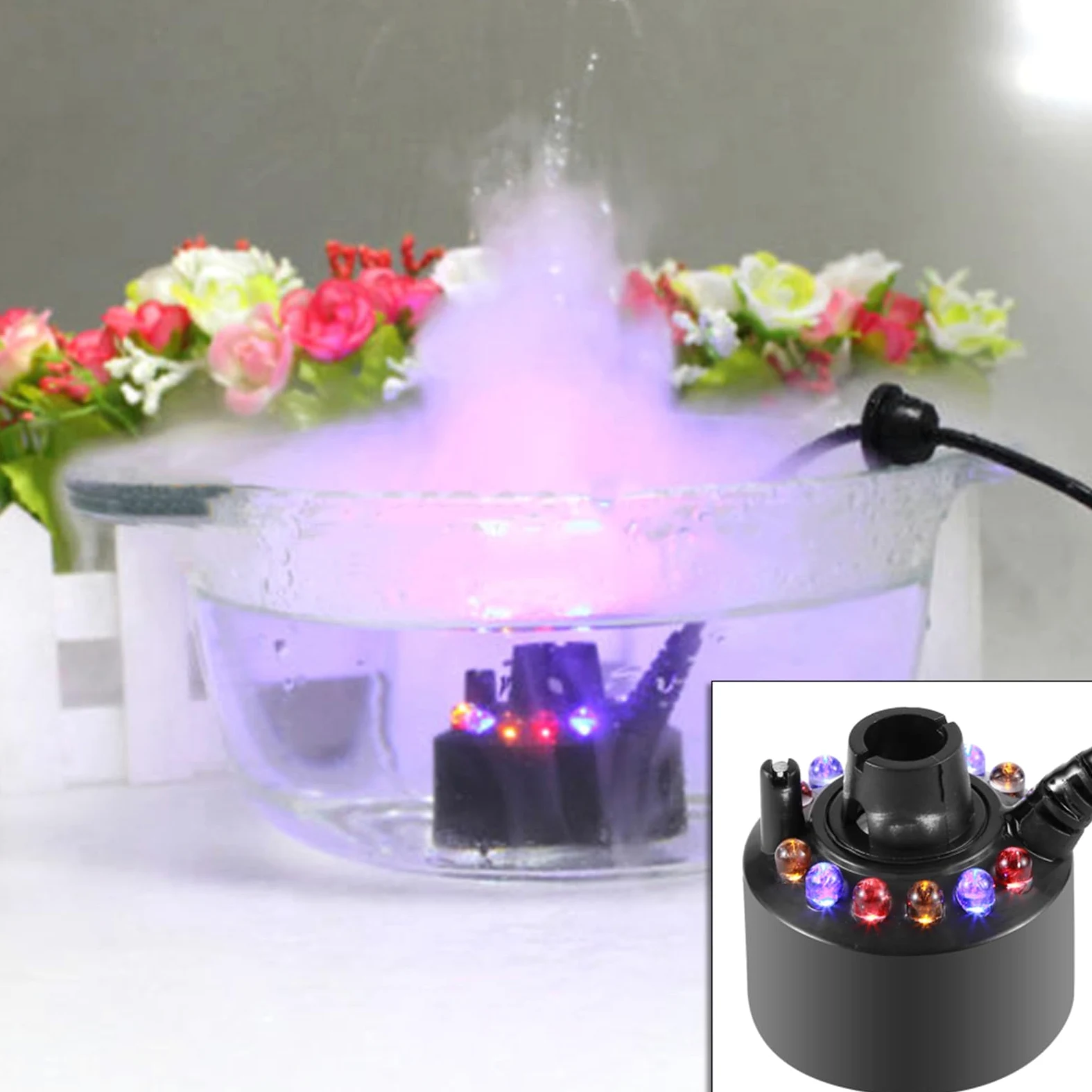 Brumisateur de Fontaine d'eau Longue Durée de Vie avec Adaptateur Secteur Brumisateur Effet de Brume époustouflant Humidificateur d'air Facile à Utiliser pour Aquarium