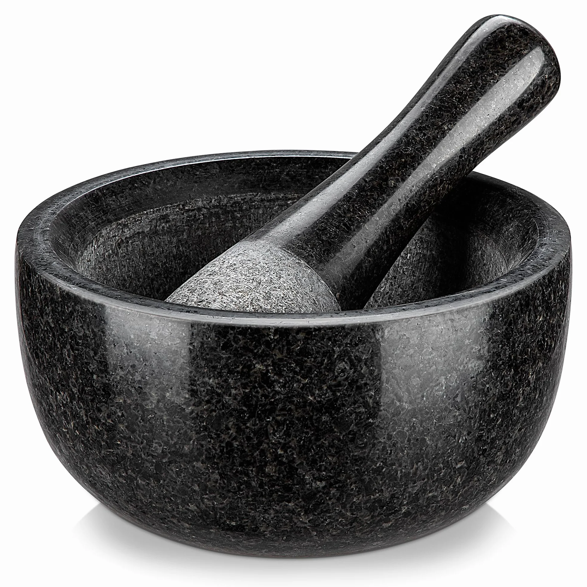 Velaze Mortier et Pilon Cuisine en Granit, pour Epices et Herbes, Diamètre de 16cm, Emsemble de Mortier, Poli Pierre Naturelle