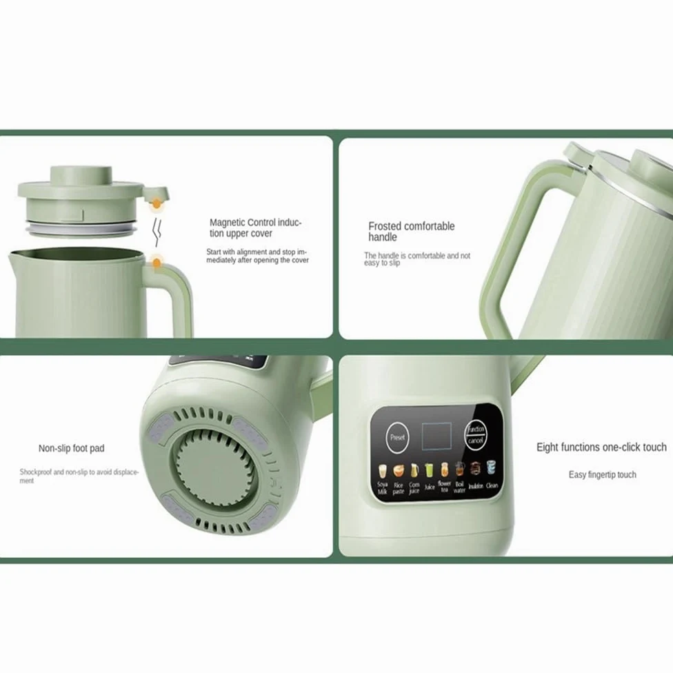 Machine de Lait de Soja Multifonction, Avec écran LED intelligent, Machine multifonctionnelle à lait végétal 600ml, Démarrage Différé/Maintien au Chaud/Autonettoyant Blender Chauffant 600W (B)