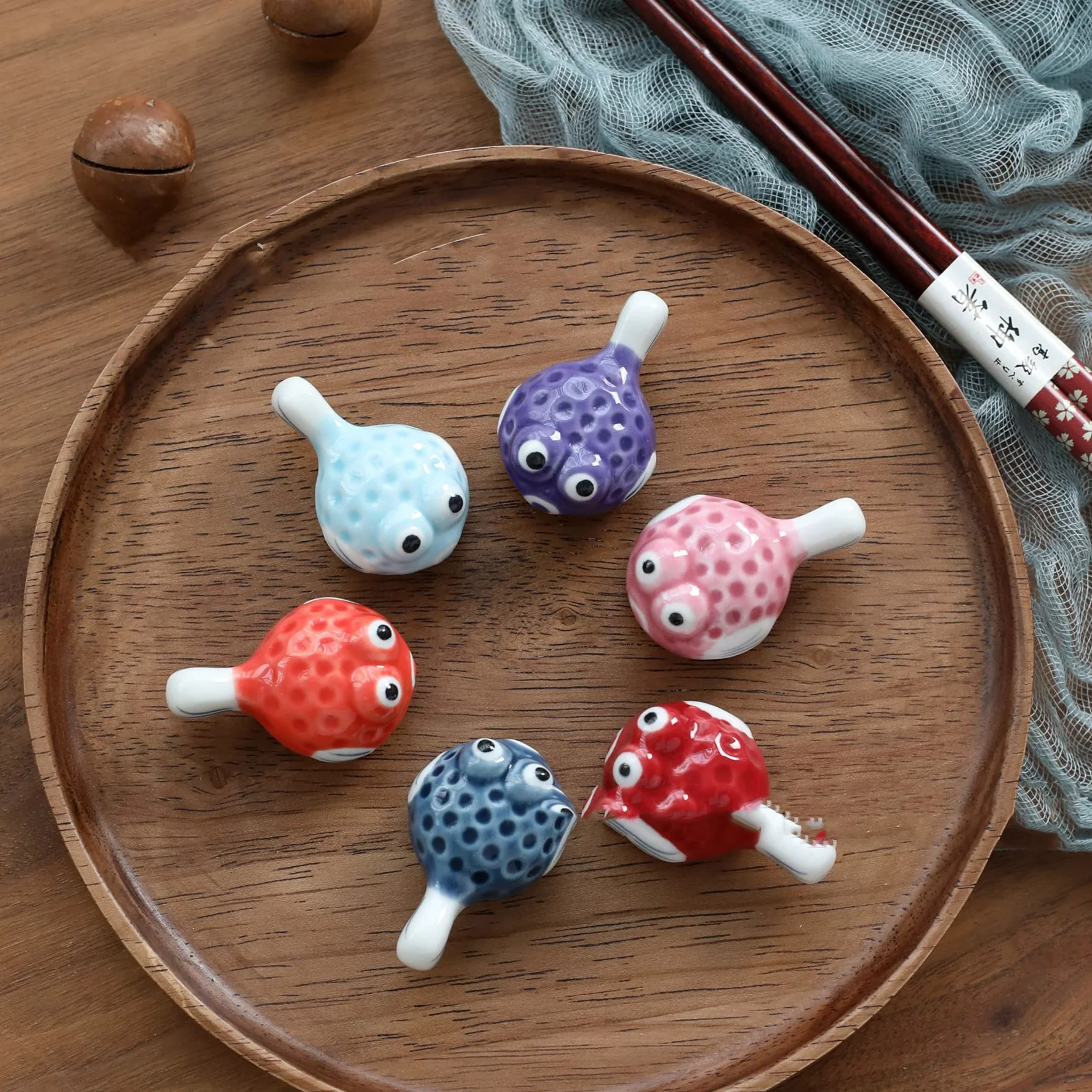 Support De Baguettes en Céramique De Couleur 6 Pièces, Porte-Couverts Créatif en Forme De Poisson, Table De Cuisine De Restaurant pour Couteau Et Fourchette