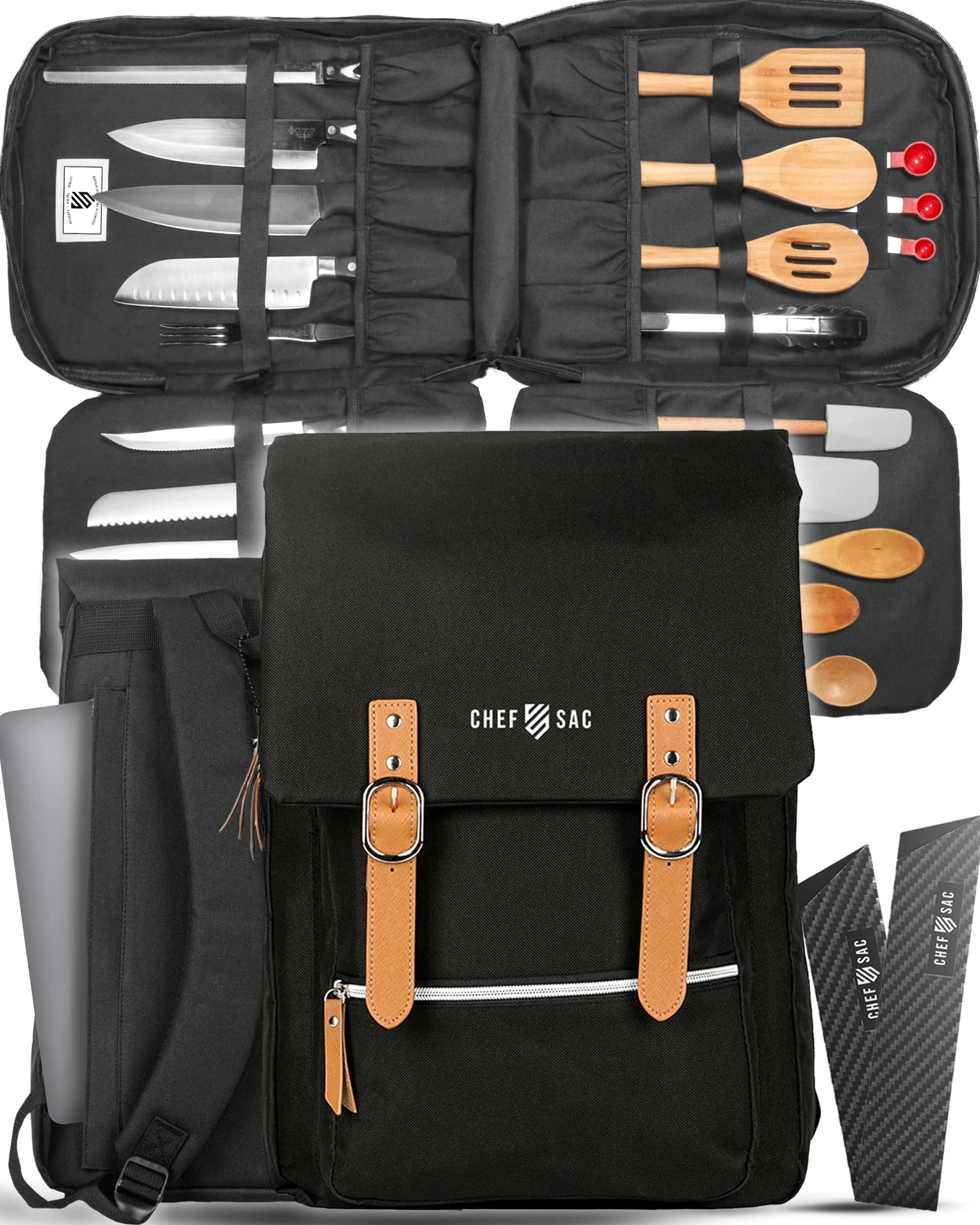 Sac à Couteaux de Chef Vintage | Plus de 30 Poches pour Couteaux et Outils de Chef | Étui de Transport pour Couteaux avec Poche arrière cachée pour Tablette | Sac à Couteaux Robuste pour Chefs et