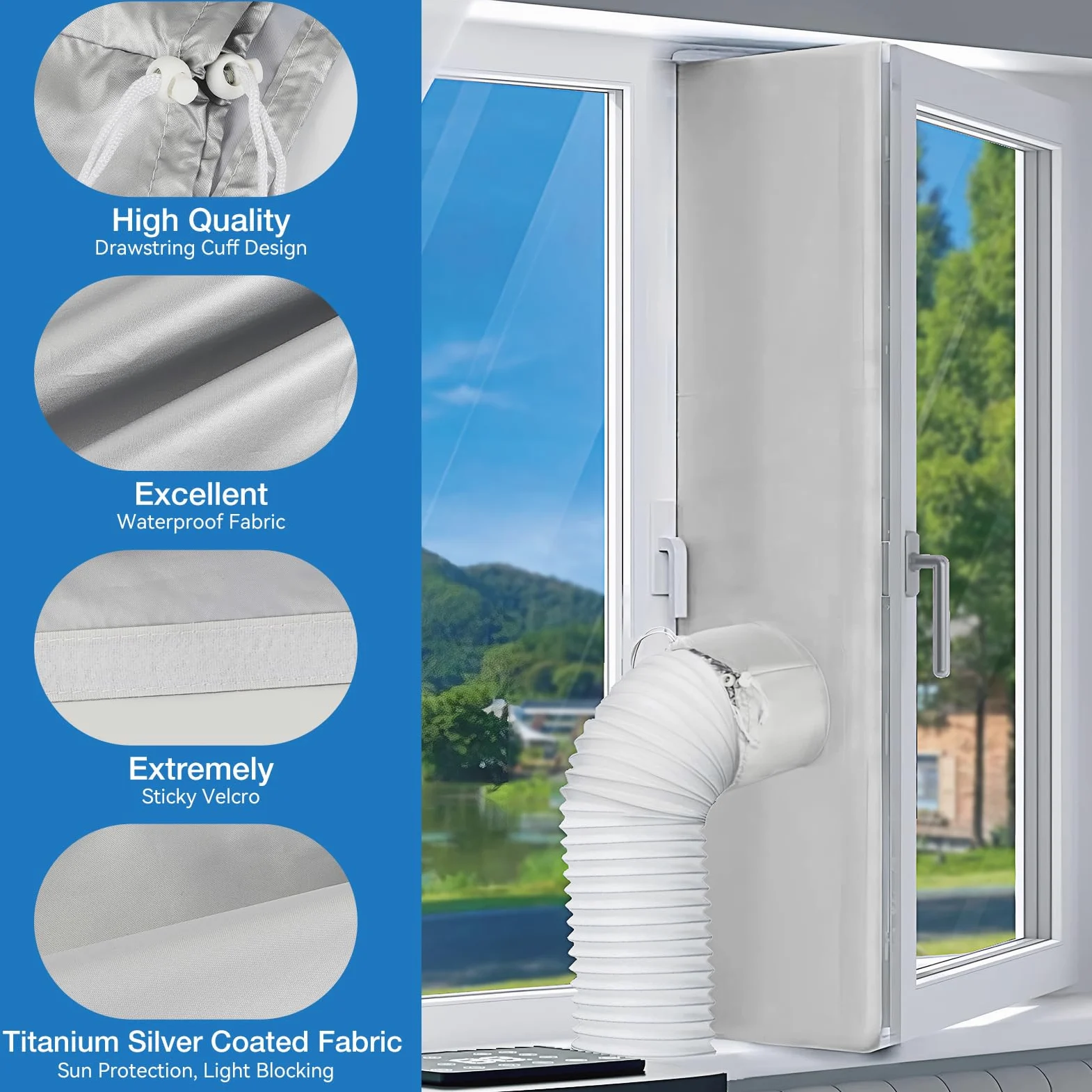 Joint de Fenêtre pour Climatiseurs Mobile, Calfeutrage pour Fenêtres pour Climatiseur Mobile, Kit Calfeutrage Climatiseur, 500CM, Compatible avec les Joints de Fenêtre des Flimatiseurs