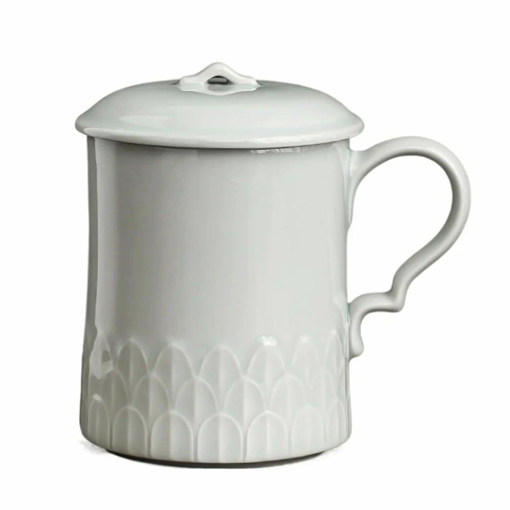 Tasse à thé Tasse de Bureau en céramique de Grande capacité, Service à thé, Tasse créative Faite à la Main, Filtre à Eau avec Couvercle Tasses à thé réutilisables