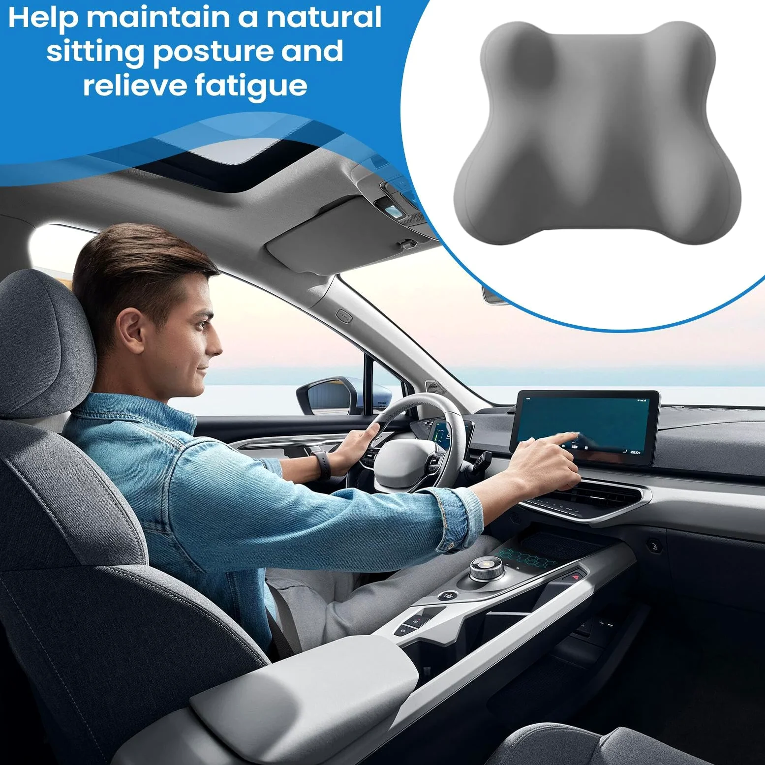 Appuie-Tête Pour Voiture Et Support Lombaire Accessoires De Conduite | Soutien Lombaire Et Cervical Pour Siège De Conduite pour Conducteurs Avion Chaise Bureau Canapé Siège Relax
