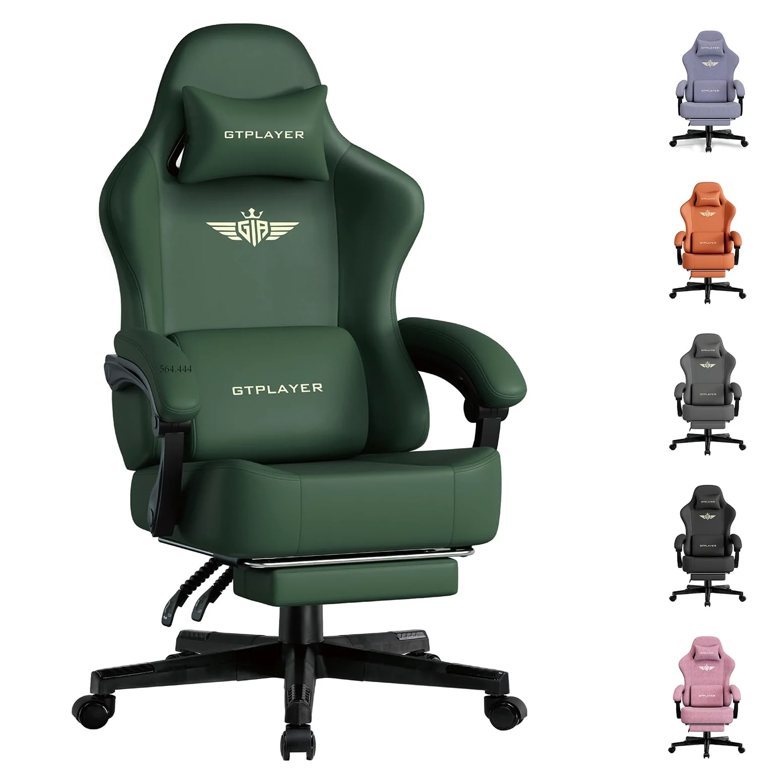 GTPLAYER Chaise de Gaming - Respirante - Ergonomique - Simili Cuir de qualité supérieure - Chaise Ergonomique en Polycarbonate - Dossier réglable à 160° et Repose-Pieds Extensible -Charge 180 kg -Vert