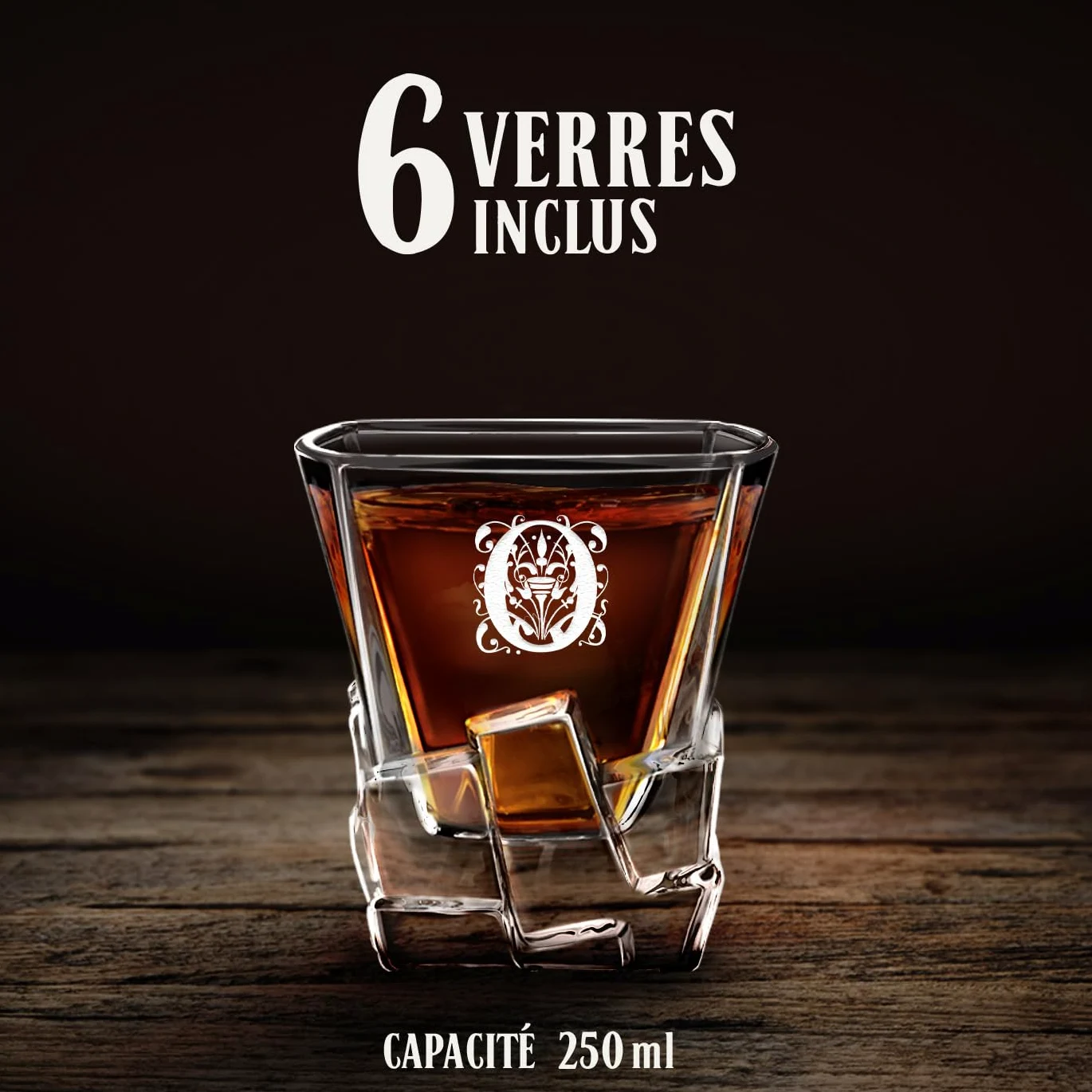 Maverton Carafe en verre et 6 verres a whisky, Avec motif décoratif | Ensemble Personnalisé Idee Cadeau Homme, Cadeau Anniversaire Homme, Set whisky au design unique, Pour connaisseur, Ornement