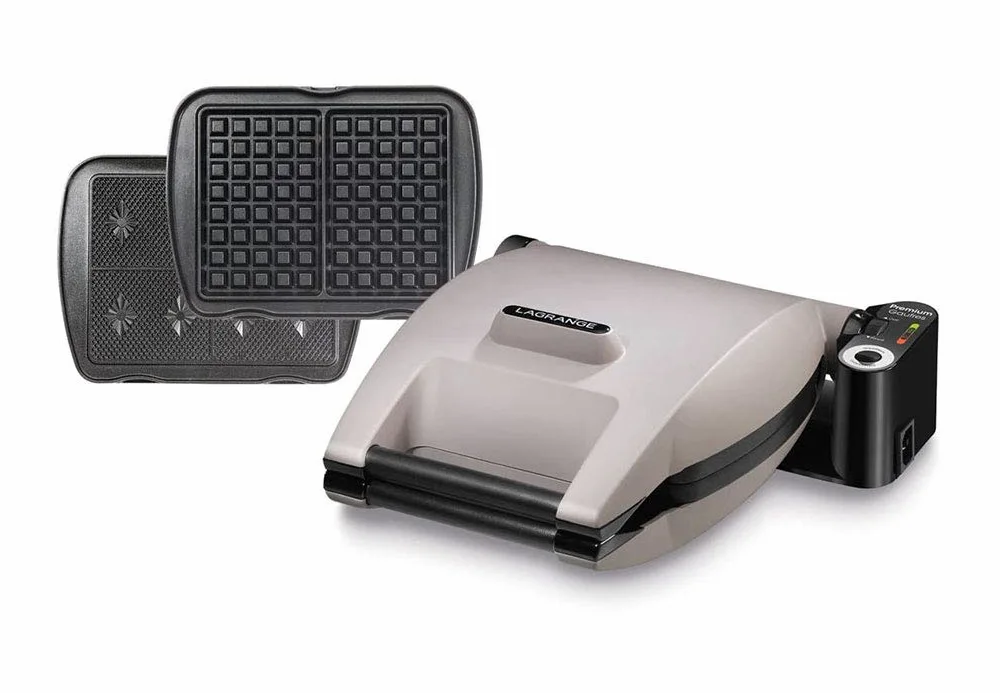 LAGRANGE Gaufrier Premium, 1200W, 2 jeux de plaques inclus (Gaufre & Gaufrette), Fabriqué en France, Réversible sur son socle, Cuisson personnalisé, Plaques amovibles, Multifonction, 019232