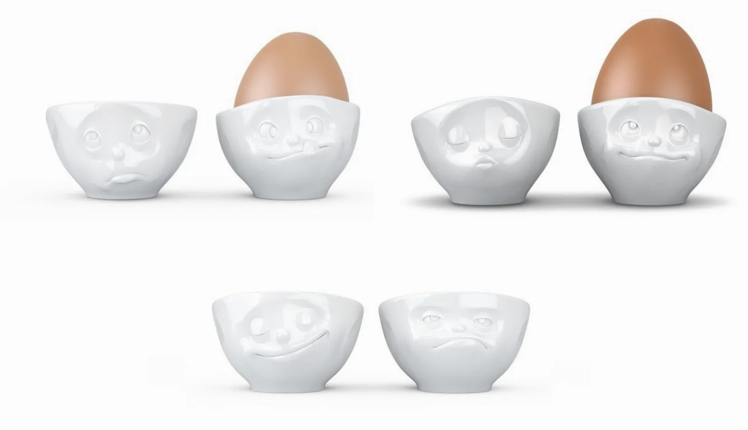 Fiftyeight - Six coquetiers avec Visage aux différentes Expressions - Blancs