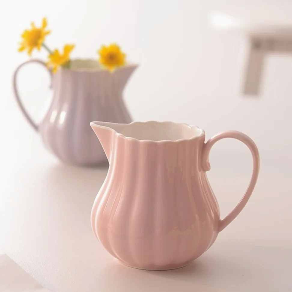 Pot à Lait, saucière, Tasse à Eau, pichet à crème, Pot à café, Pot à Sucre, Pot en céramique à Motifs Floraux avec Anse