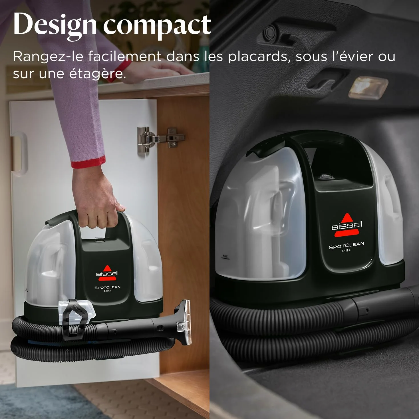 BISSELL SpotClean Mini Shampouineuse Filaire, Nettoyeur Tapis Portable, Idéal pour les Nettoyages Rapides, Compact et Léger, Élimine les Taches en Voiture, Bateau, Canapé et Plus Encore, 41491