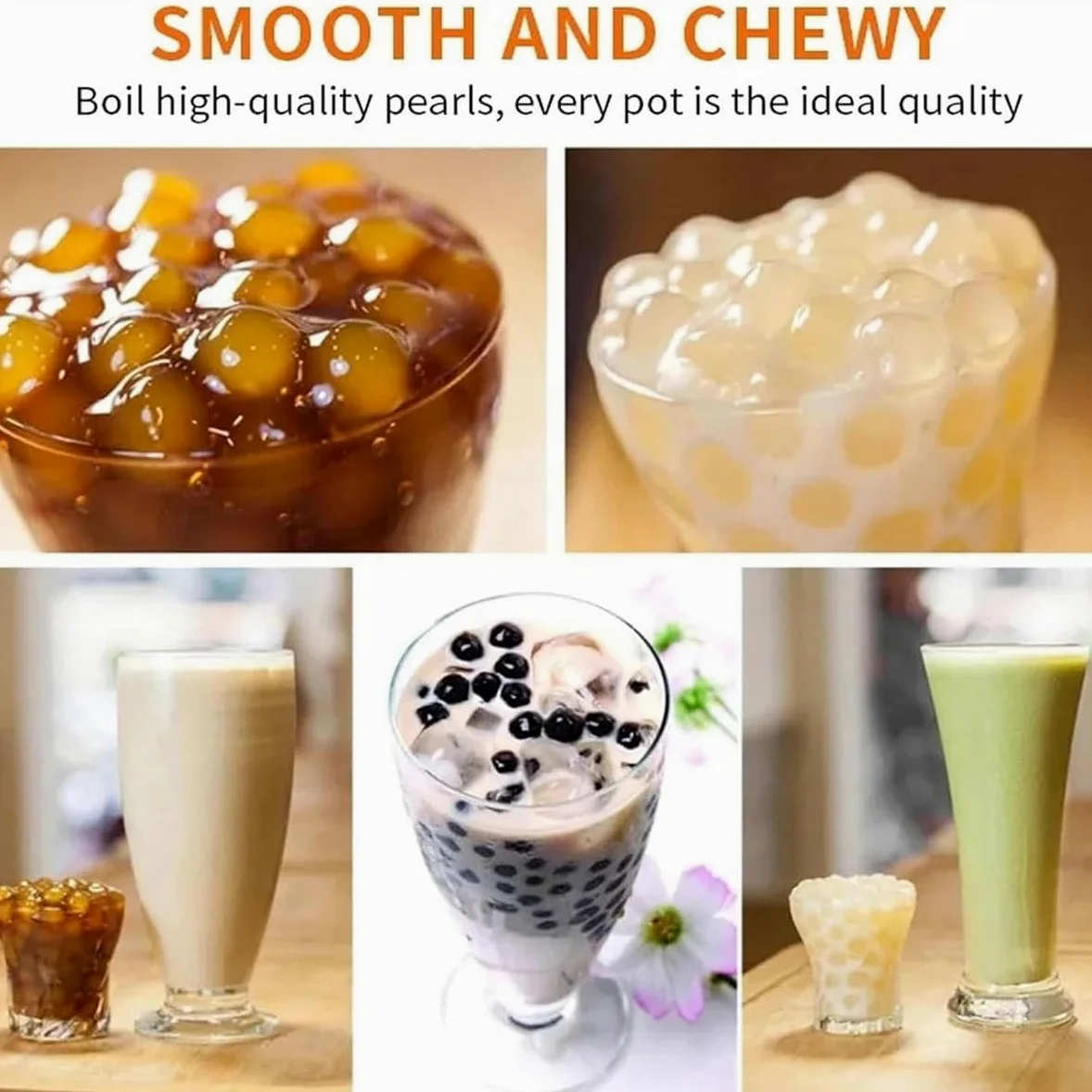 Machine à thé au lait Bubble Boba, machine commerciale de cuisson de perles de tapioca 5 L, chauffe-aliments en pot de perles, chauffage rapide 900 W, panneau de contrôle de température intelligent