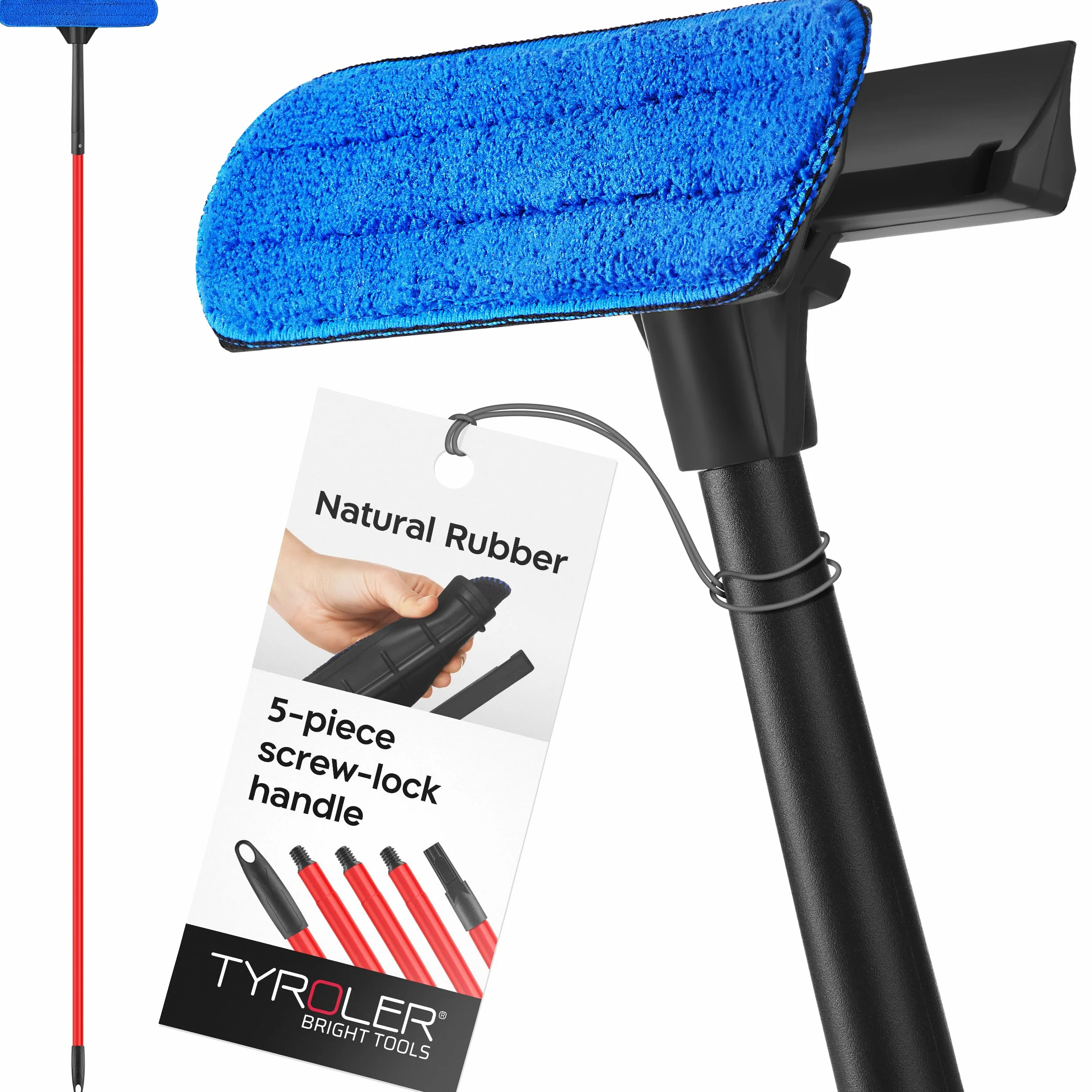 Tyroler Raclette Vitre Professionnel Nettoyage Vitre | 30 à 205cm Lave Vitre Manche Télescopique Nettoyant Vitre | Kit Nettoyage Vitre 2 en 1 | Perche Télescopique Nettoyage Parfaite