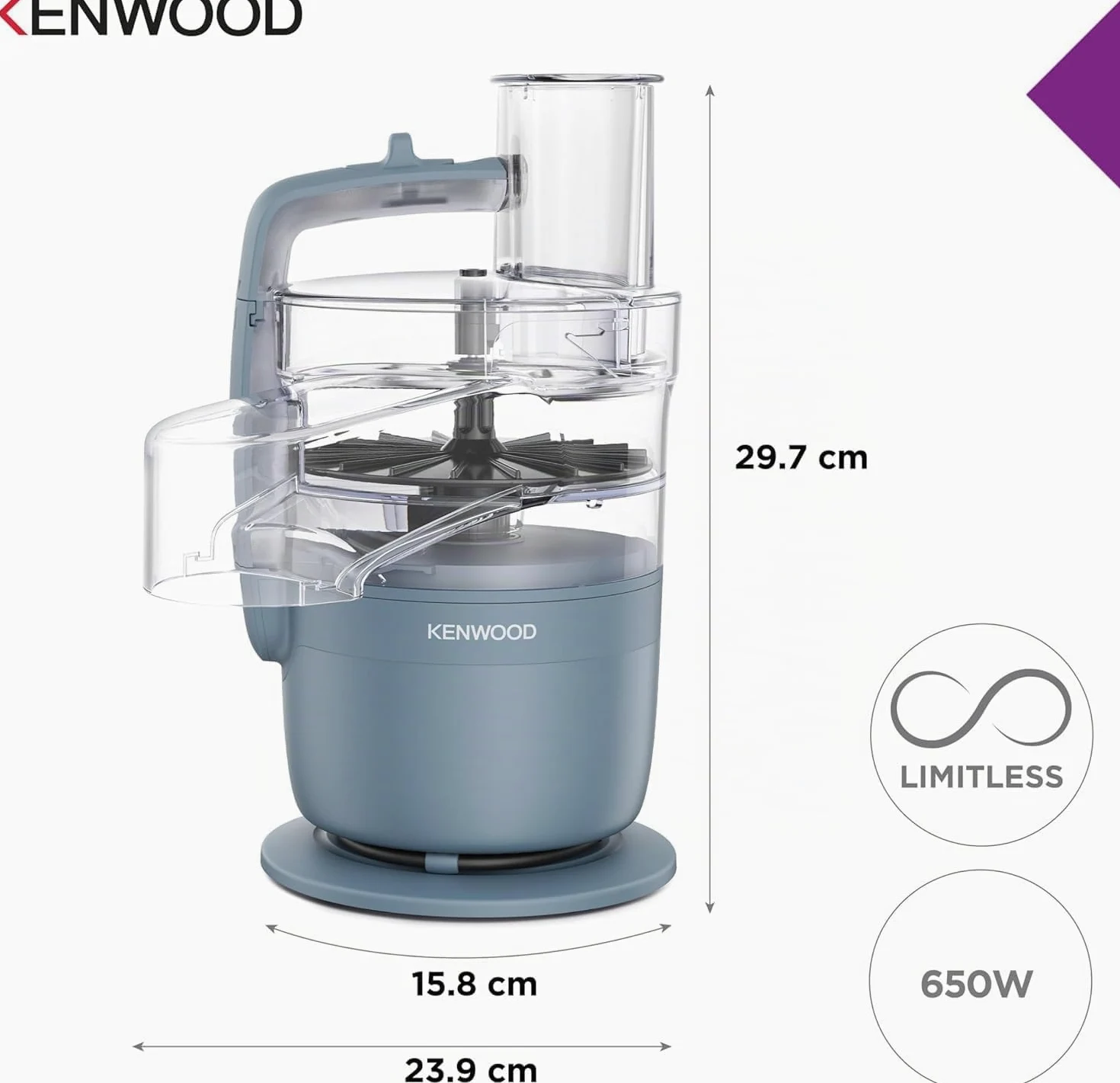 Kenwood FDP22.130GY FP KW FP1+DP INT Robot de cuisine 650 W bleu