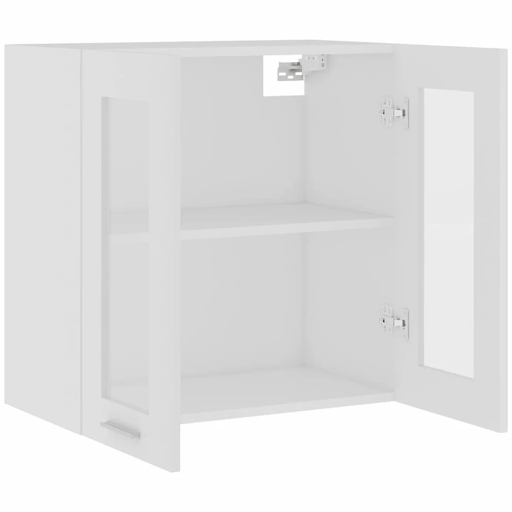 vidaXL Armoire vitrée Murale Lyon, 60x31x60 cm, Bois reconstitué & Verre, Blanc, Meuble Suspendu, Rangement Salle de Bain & Cuisine, Organisateur Maison