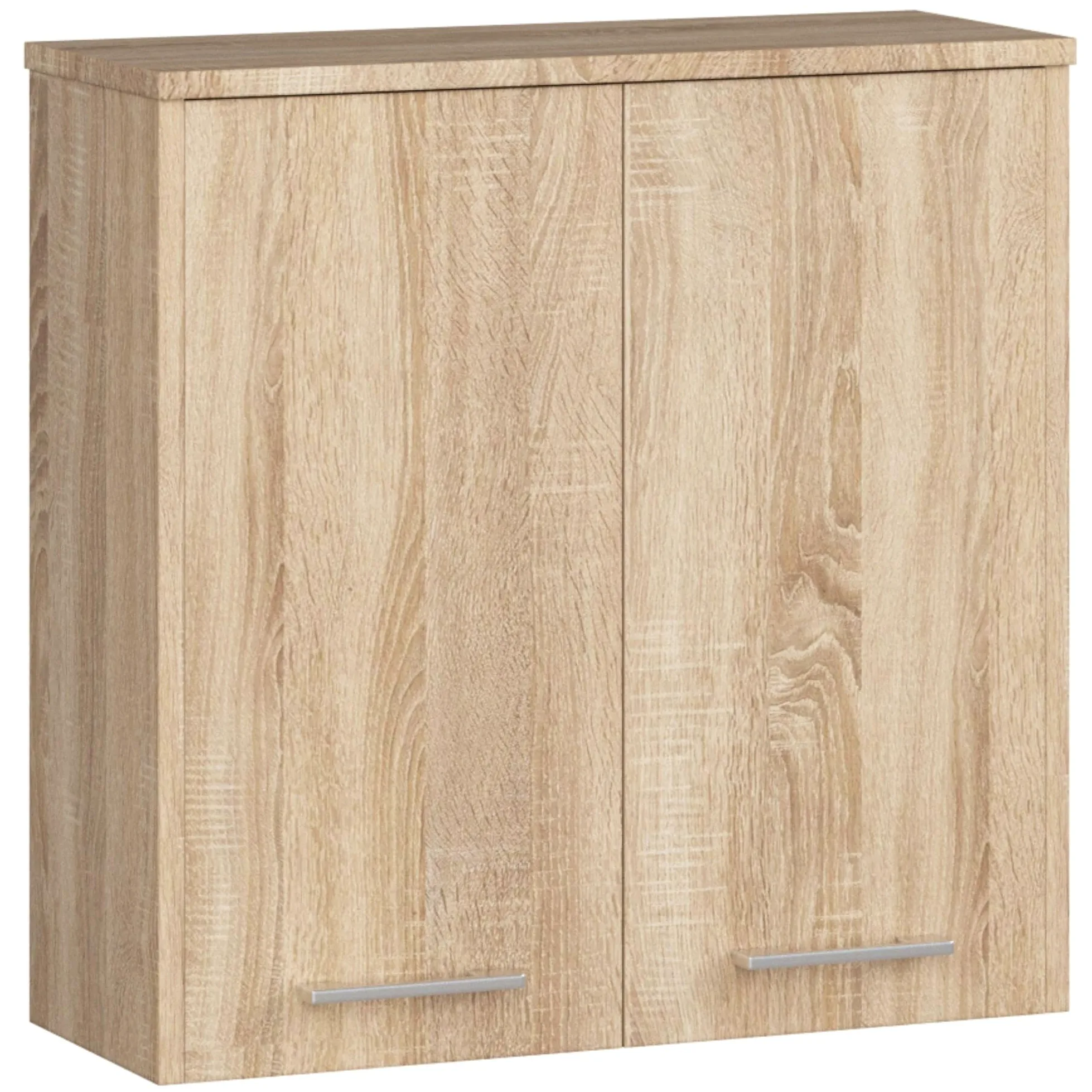 AKORD Meuble Haut WC Suspendu | Fin L60 | 2 Portes | Etagere Murale | Commode Salle de Bain | Armoire | Rangement | Toilette Mural | Placard Cuisine | L60 x H60 x P22,5 cm | 18 kg | Chêne de Sonoma