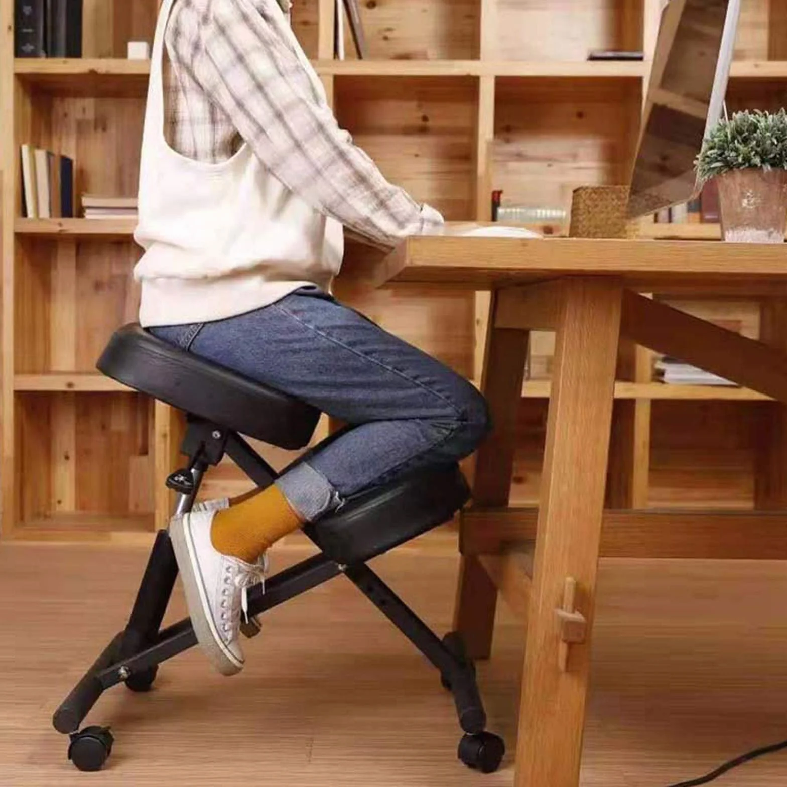 Chaise genoux avec roulettes - Ergonomique - Pour ordinateur - Tabouret de santé - Hauteur réglable de 50 à 60 cm - Orthopédique - Pour soutenir vos genoux et tibias
