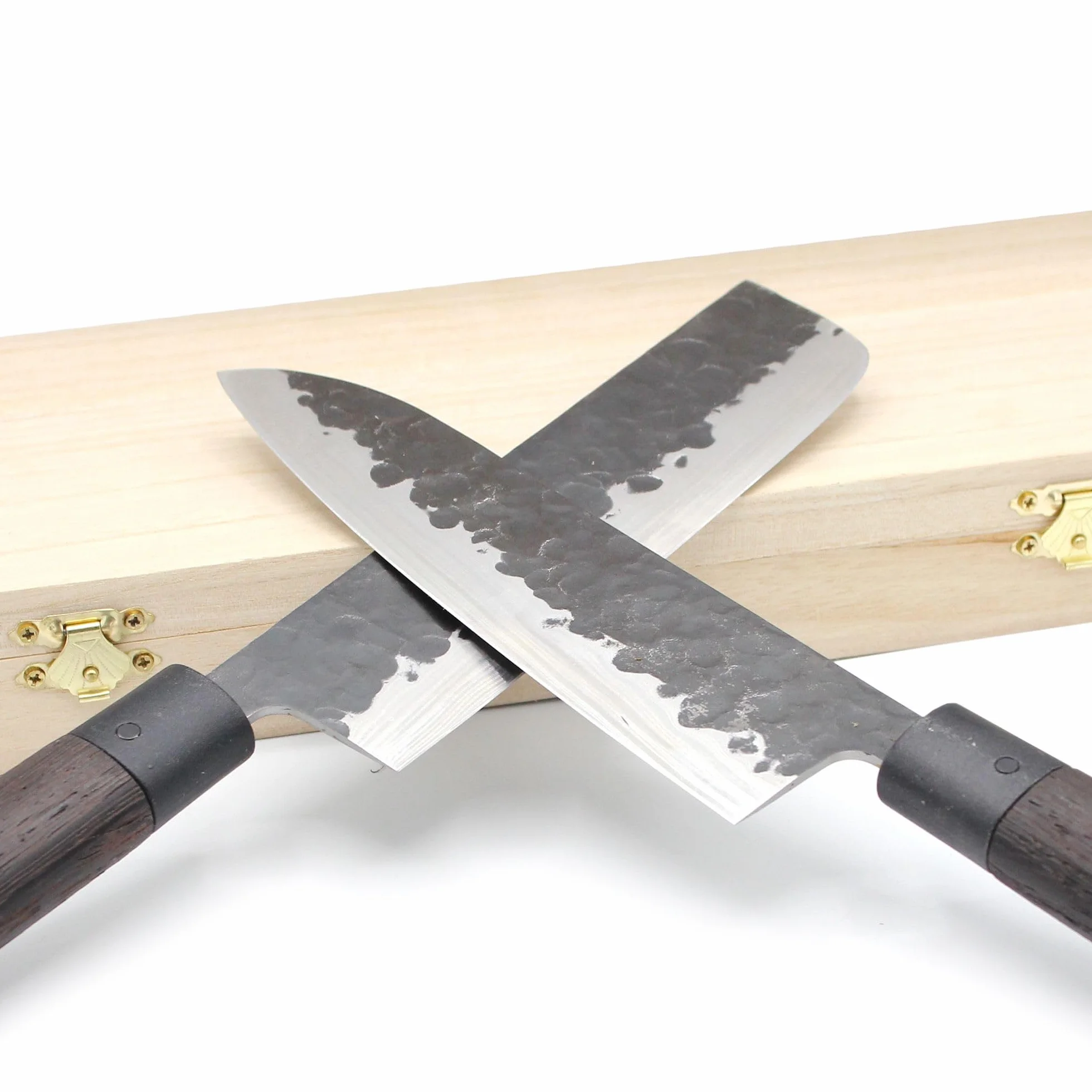 Fishtec - Coffret couteaux de cuisine haut de gamme - Lames acier japonais - Manches palissandre africain ergonomiques - Boîte cadeau élégante - Idée cadeau pour cuisiniers débutants et