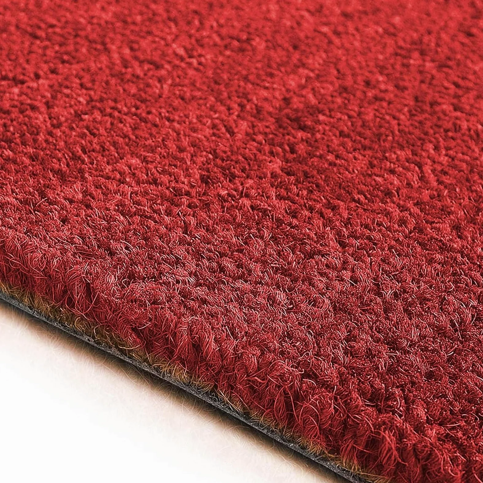 casa pura Paillasson d'entrée en Fibre de Coco Premium, Antidérapant, Tapis d'entrée Usage intensif, Tapis pour l'entrée Absorbant, Dense Velours Résistant (23 mm, 100 x 100 cm, Rouge)