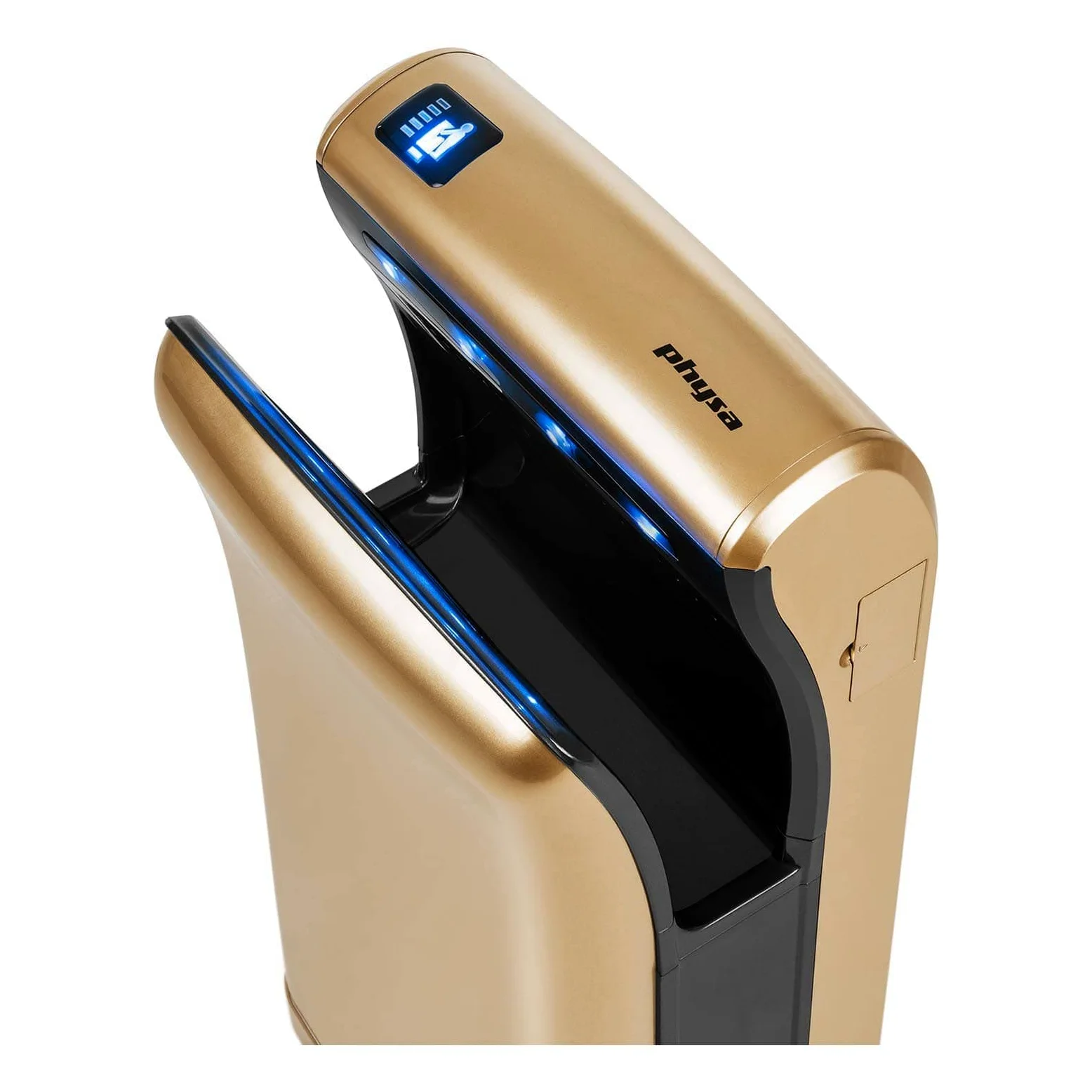 Physa Sèche-Mains Électrique Automatique Bari Gold (Temps de séchage 5 s, 32.000 TR/Min, Débit d'air [m/Sec] 90 m/s, Volume d'air 150 m³/h)