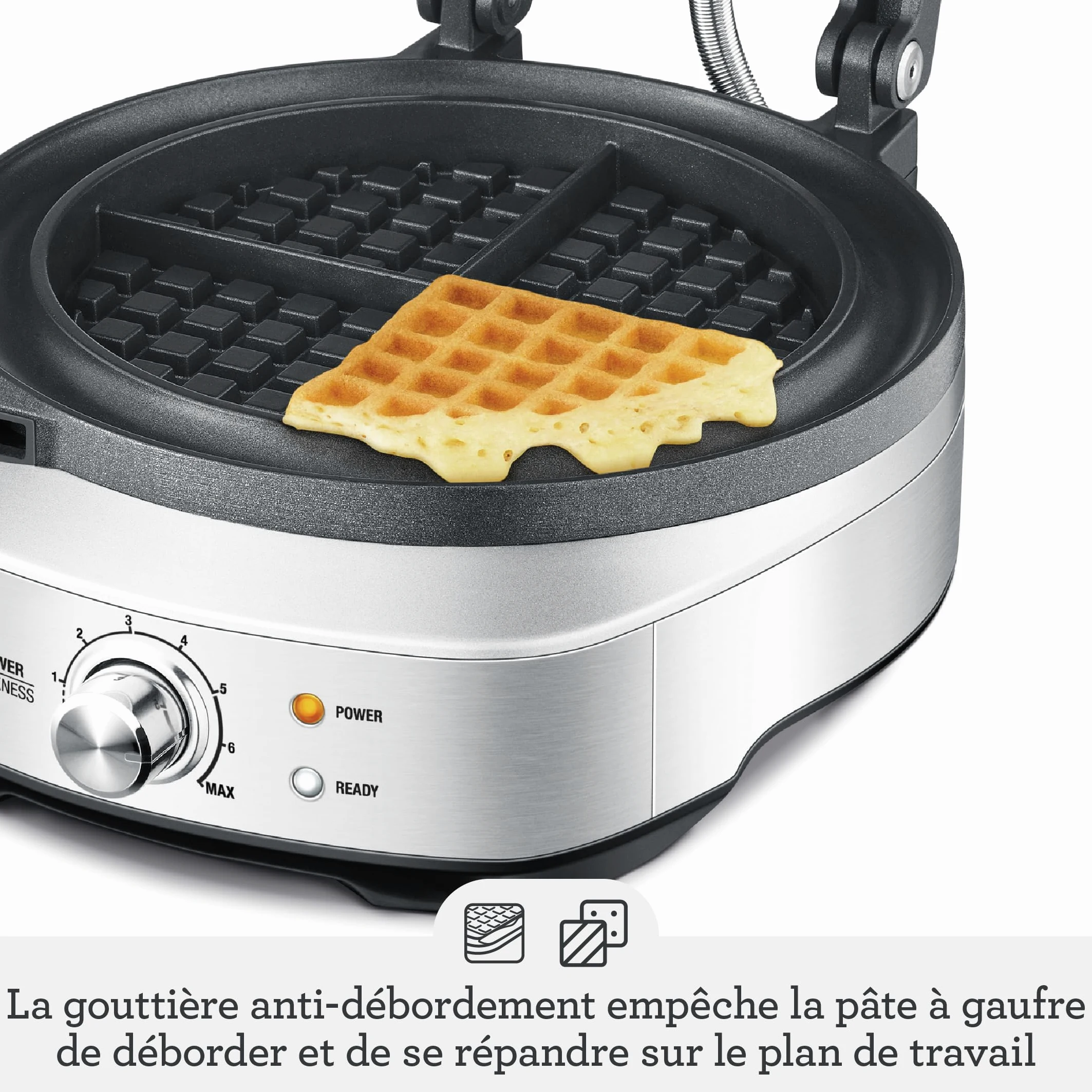 Sage - The No-Mess Waffle - Gaufrier professionnel - Acier Inoxydable Brossé