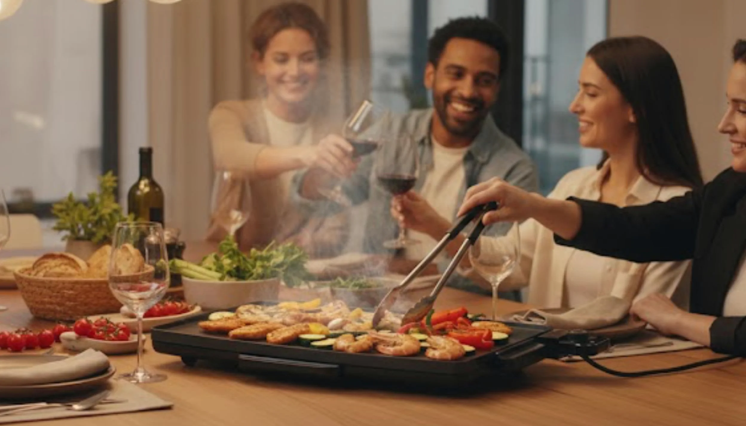 LITTLE BALANCE 8552 Easy Plancha 2000 XL, Plancha électrique 6-8 personnes, Surface de cuisson XXL, Tout type d'aliments, 2000 W, Noir