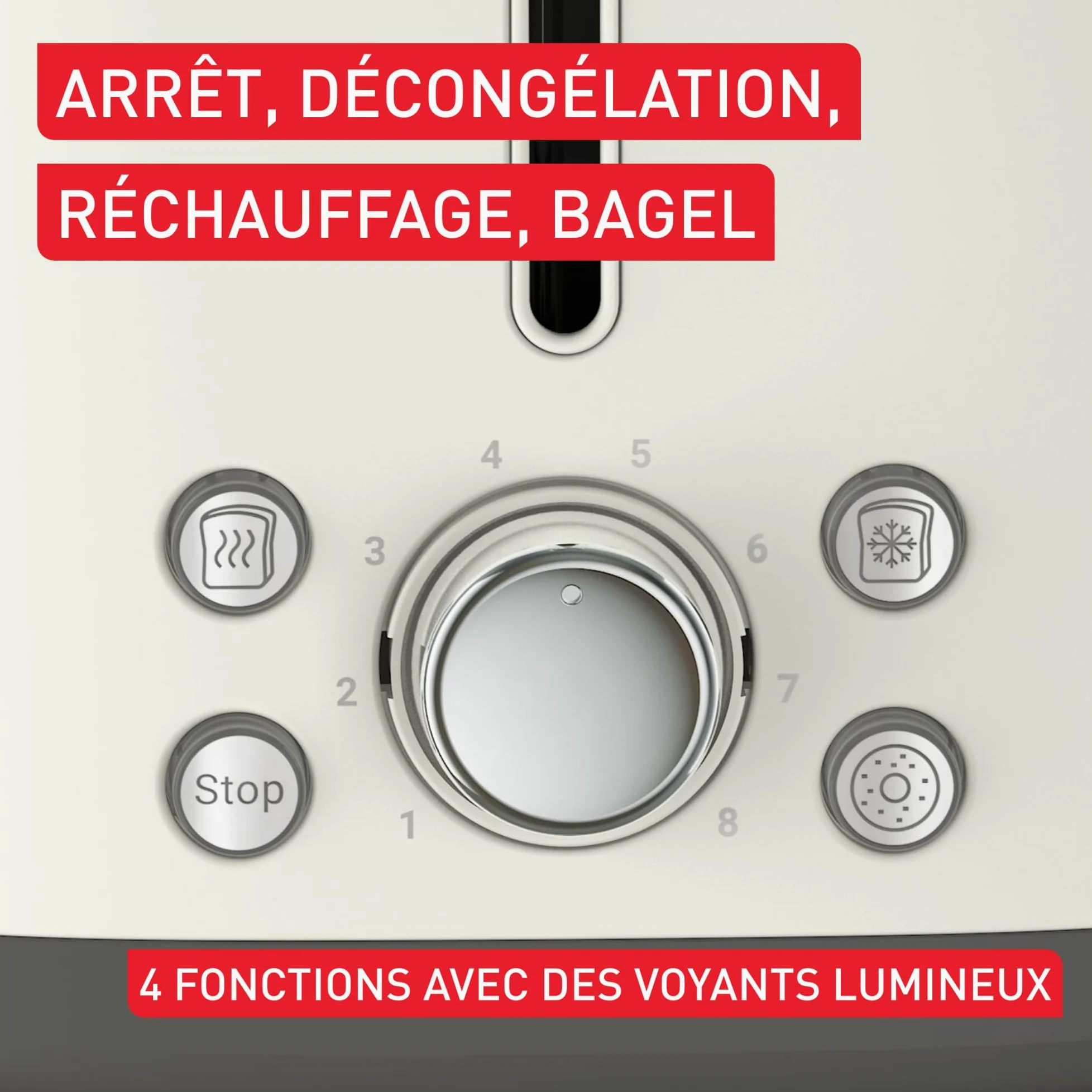 Tefal Collection, Grille-pain 2 fentes, Design en acier inoxydable rétro, Levier de surélévation, 8 niveaux de dorage, TT720AE0