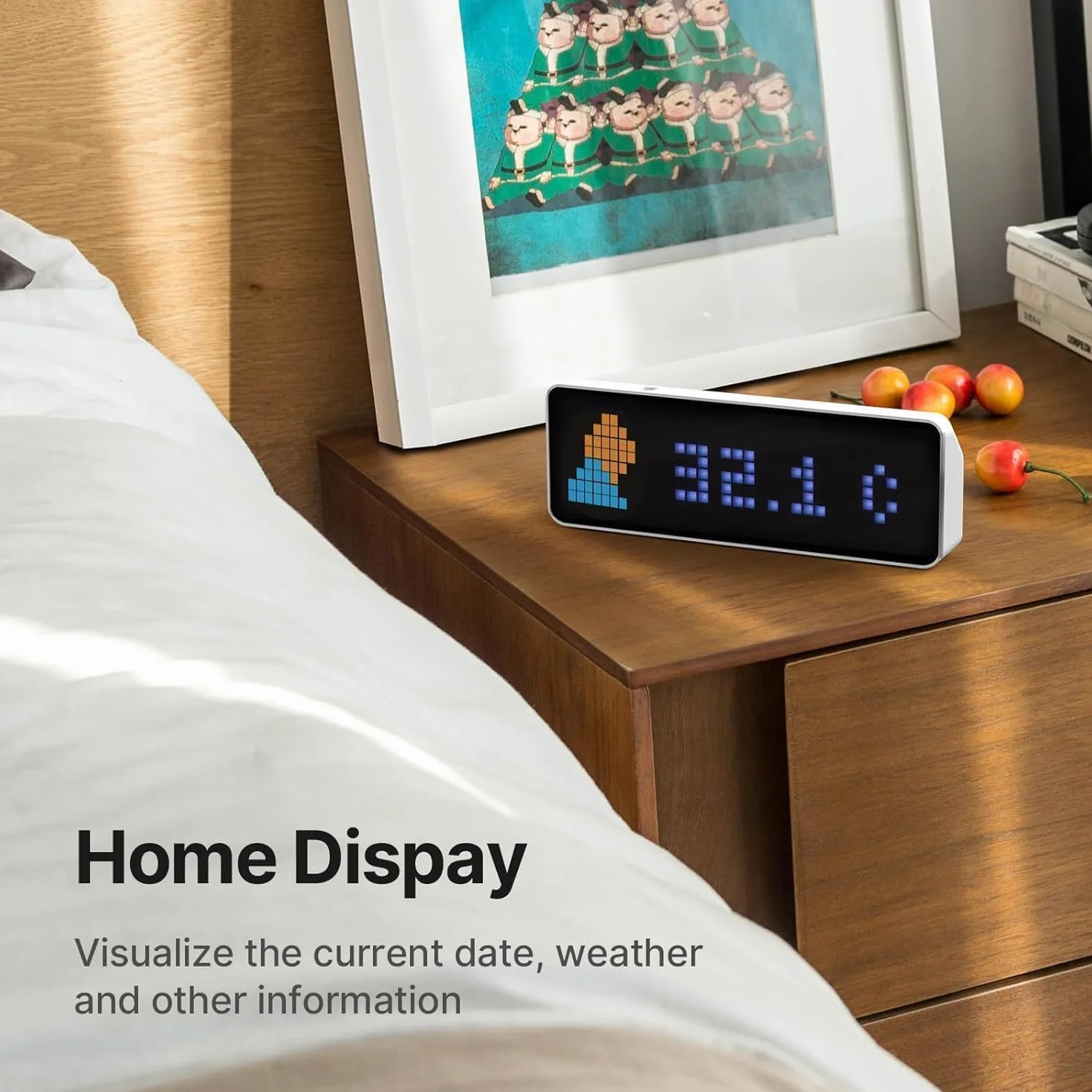ULANZI TC001 Smart Pixel Clock, Horloge Smart Pixel de Bureau avec Social Media Follower Counter, Horloge Smart avec Météo, Simulateur AWTRIX, Pixel Art Display Gaming Watch