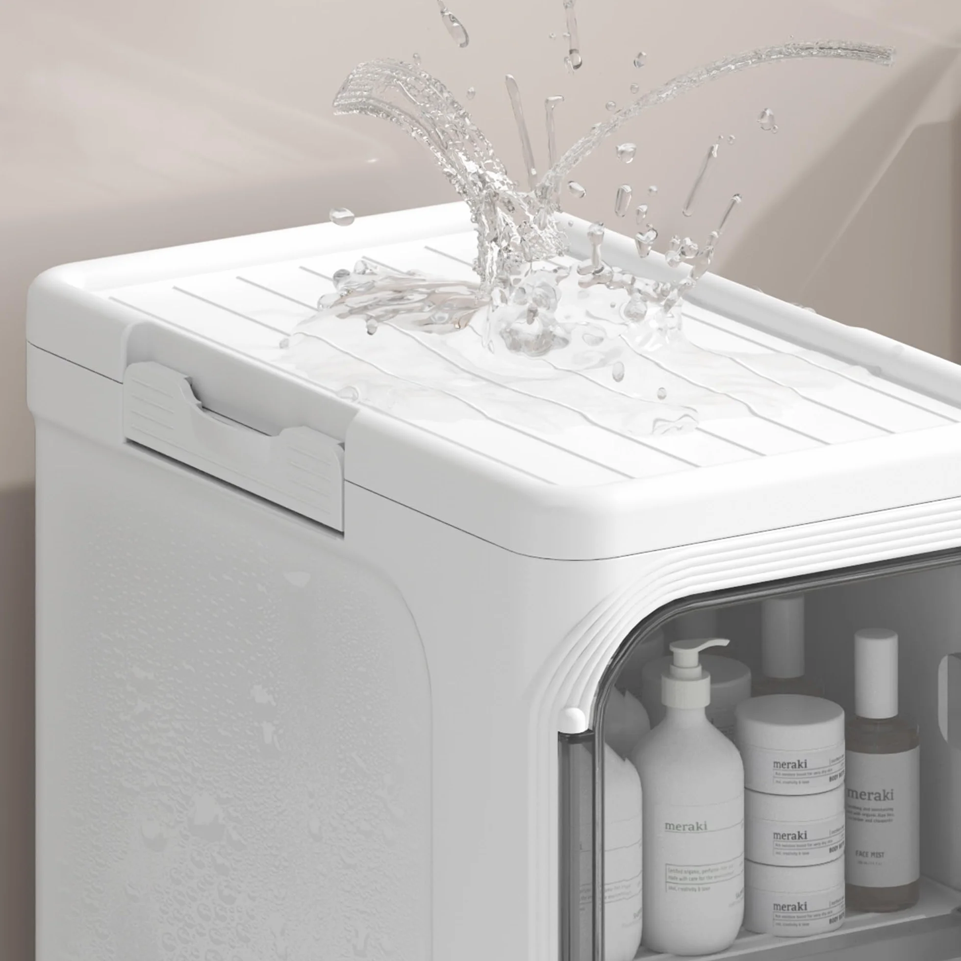 Armoire de Salle de Bain Mince, unité de Rangement Autonome en Plastique avec Porte, Petit Chariot étanche avec roulettes pour Bureau, Salon, Cuisine, entrée (21CM*34CM*67CM, Blanc)