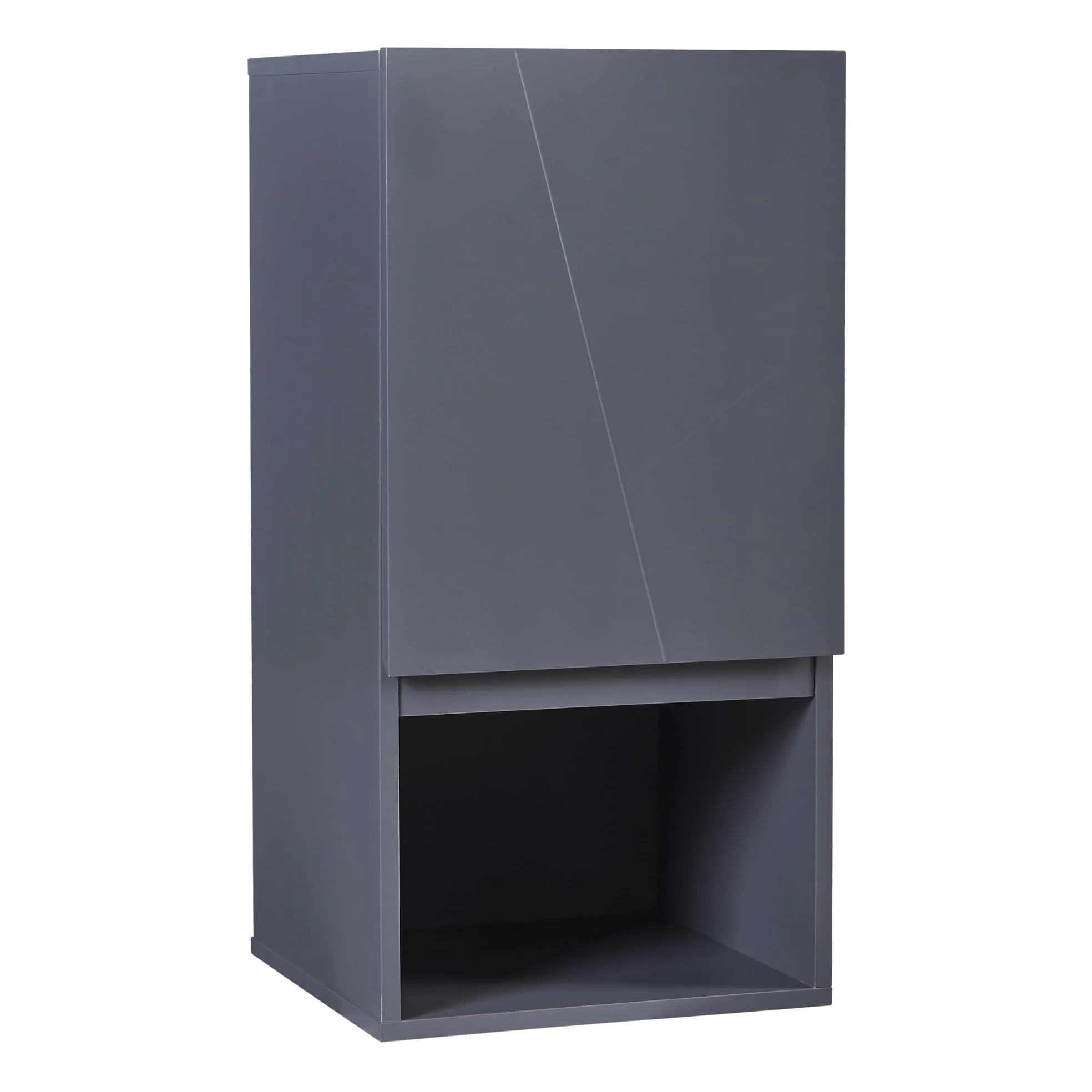 [en.casa] Armoire Murale de Salle de Bain avec Porte et Compartiment Ouvert Meuble de Rangement Stockage pour Buanderie Entrée Chambre Cuisine MDF 60 x 30 x 30 cm Gris