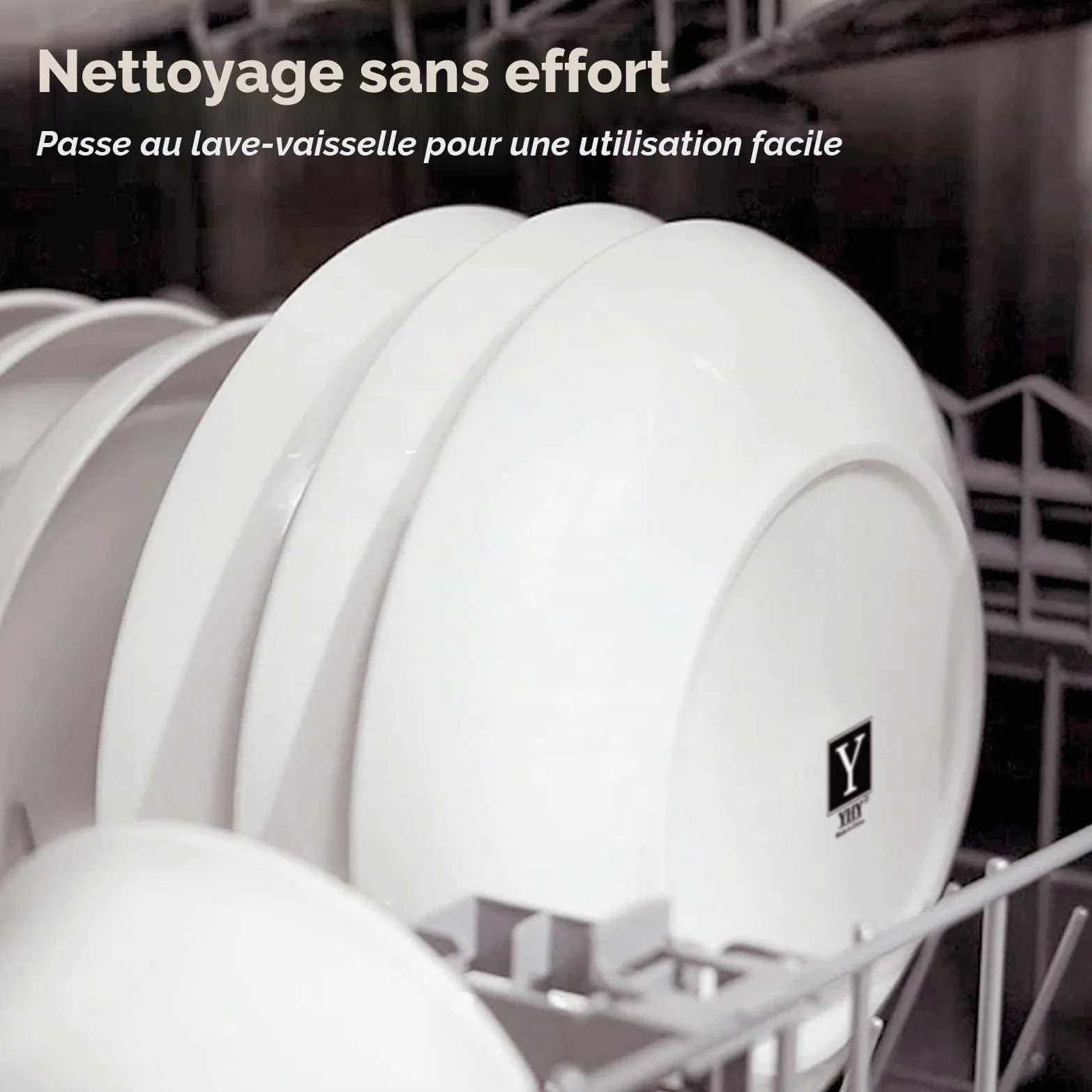 Y YHY Lot de 4 grands bols à pâtes de 24,8 cm, grands bols à salade de 1,4 l, bols de service en céramique, larges et peu profonds, passent au micro-ondes et au lave-vaisselle, blanc