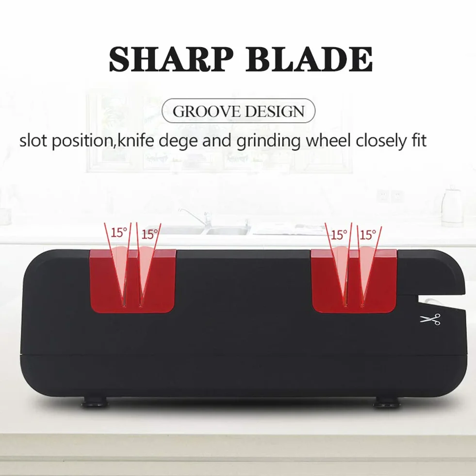 Aiguiseur de Couteaux Electrique, Chef Choice, Eguiseur de Couteau Professionnel, Revêtement Diamant, Base Antidérapante, 3 en 1 Aiguiseur pour Couteaux de Cuisine, Ciseaux, Tournevis (Noir)