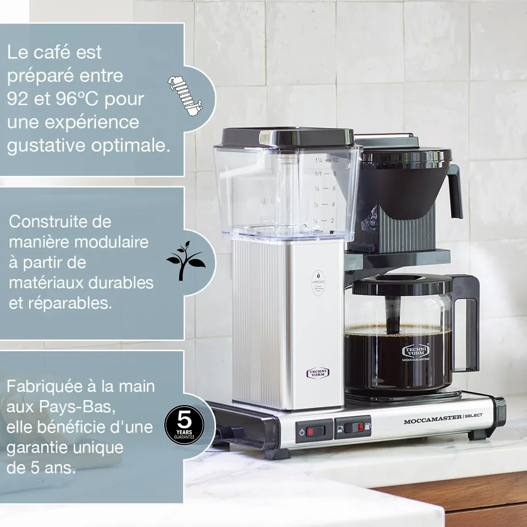Moccamaster KBG Select, Cafetière à filtre, Pichet en verre, Yellow Pepper, 1.25L