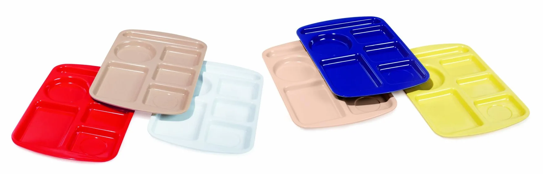 GET Plateau moderne en plastique bleu paon 4 compartiments pour école cafétéria, 25,4 x 35,6 cm